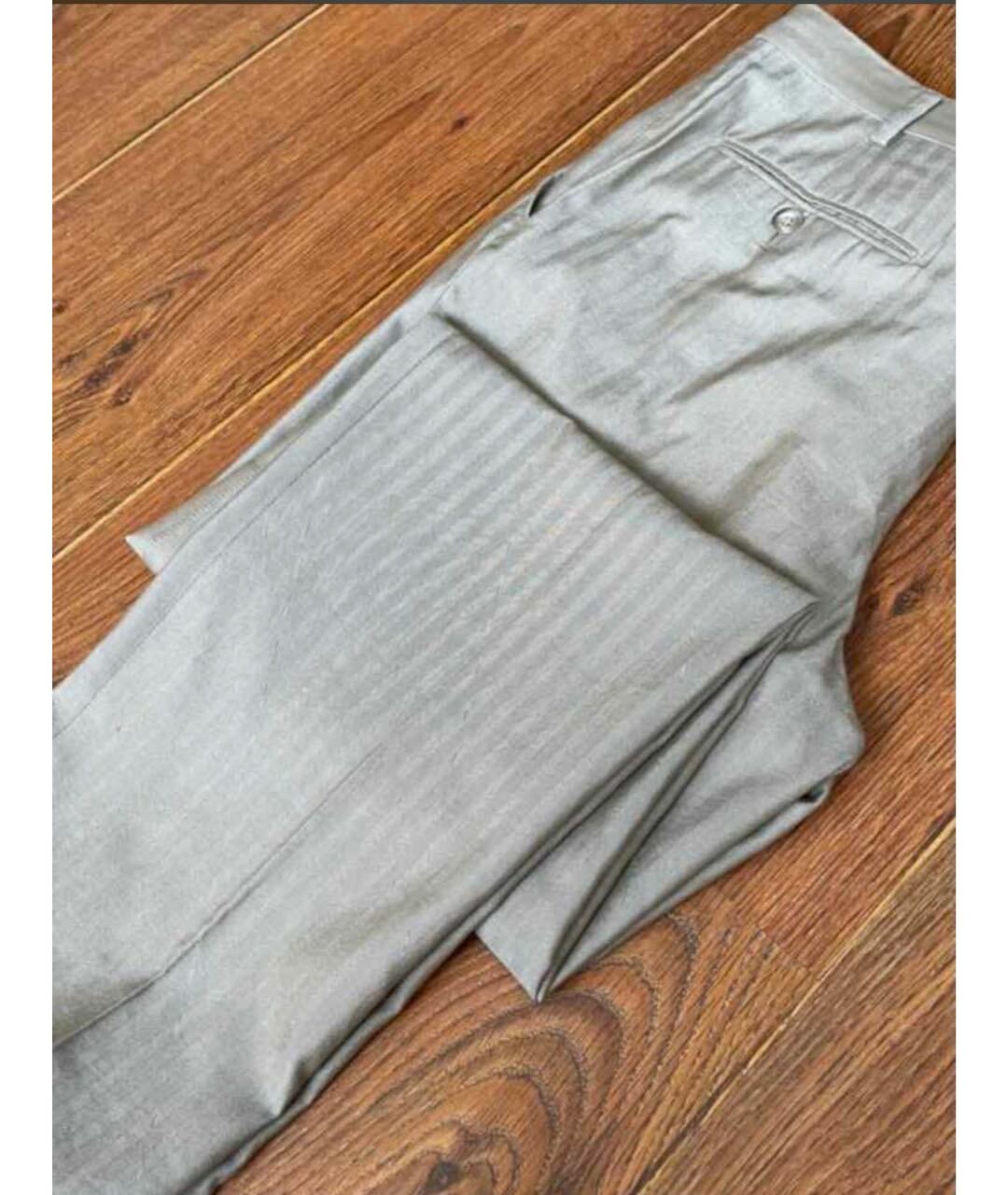 BRIONI Бежевые шелковые классические брюки, фото 2