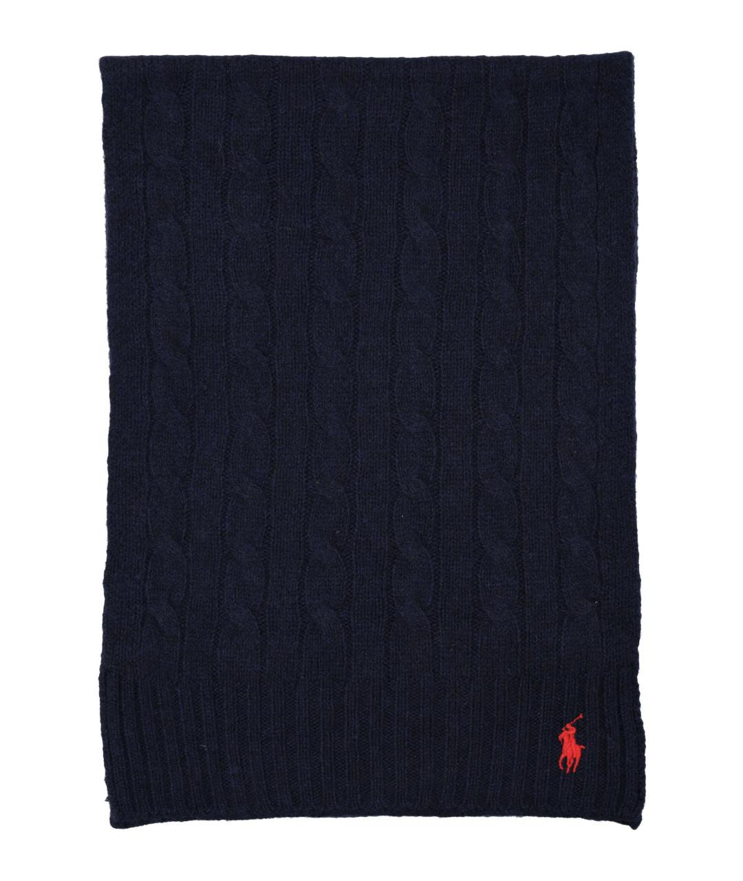 POLO RALPH LAUREN Темно-синий шерстяной шарф, фото 1