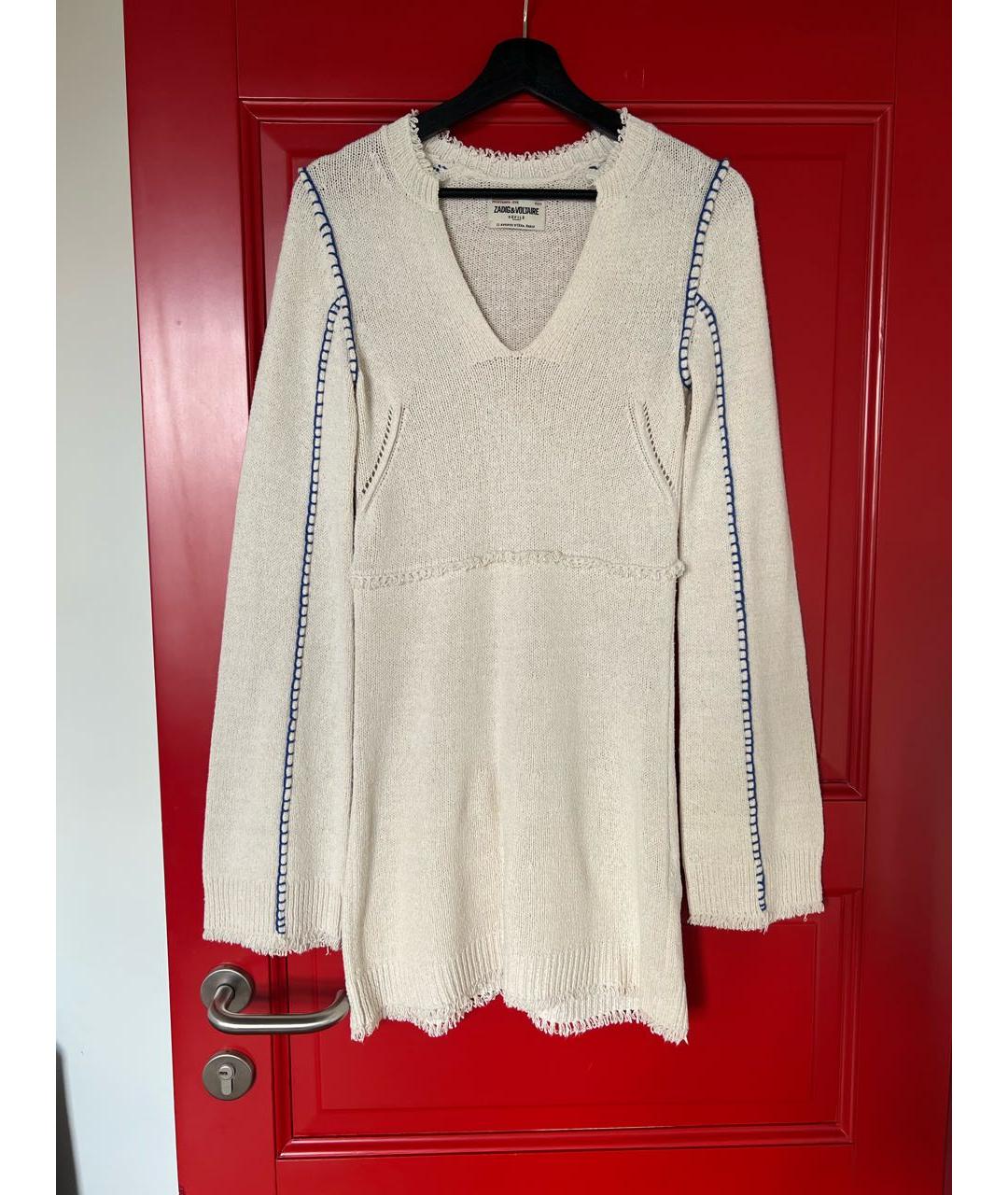 ZADIG & VOLTAIRE Белое хлопко-эластановое коктейльное платье, фото 8