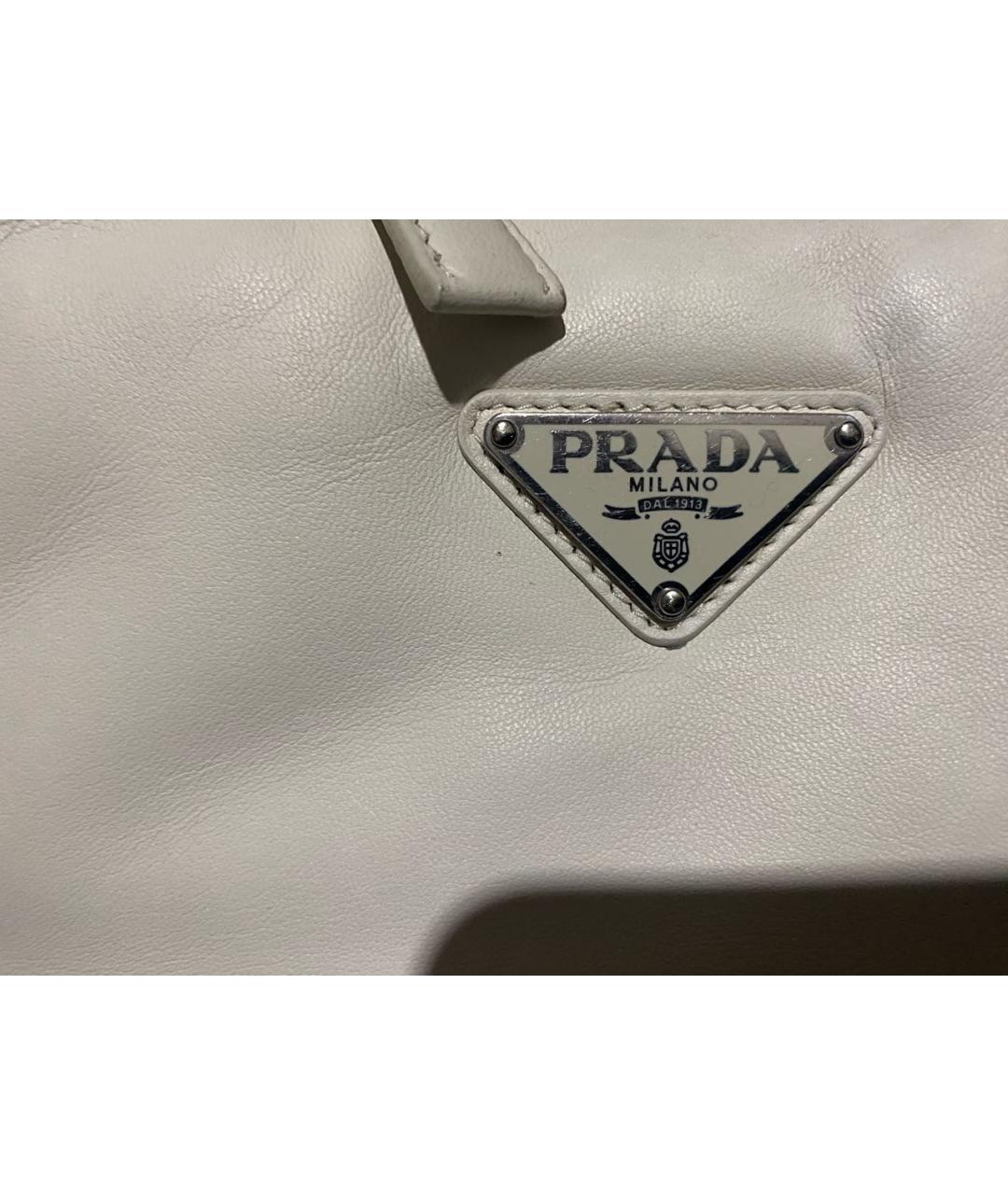 PRADA Белая кожаная сумка с короткими ручками, фото 7