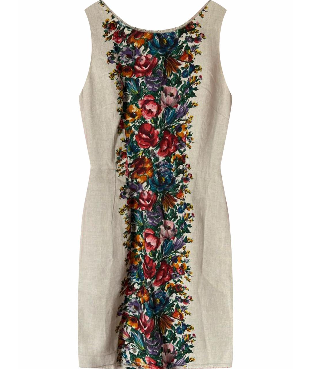 DOLCE&GABBANA Бежевое шелковое коктейльное платье, фото 1