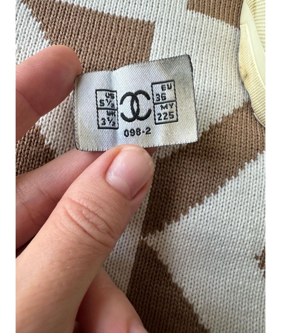 CHANEL Бежевые текстильные кроссовки, фото 6