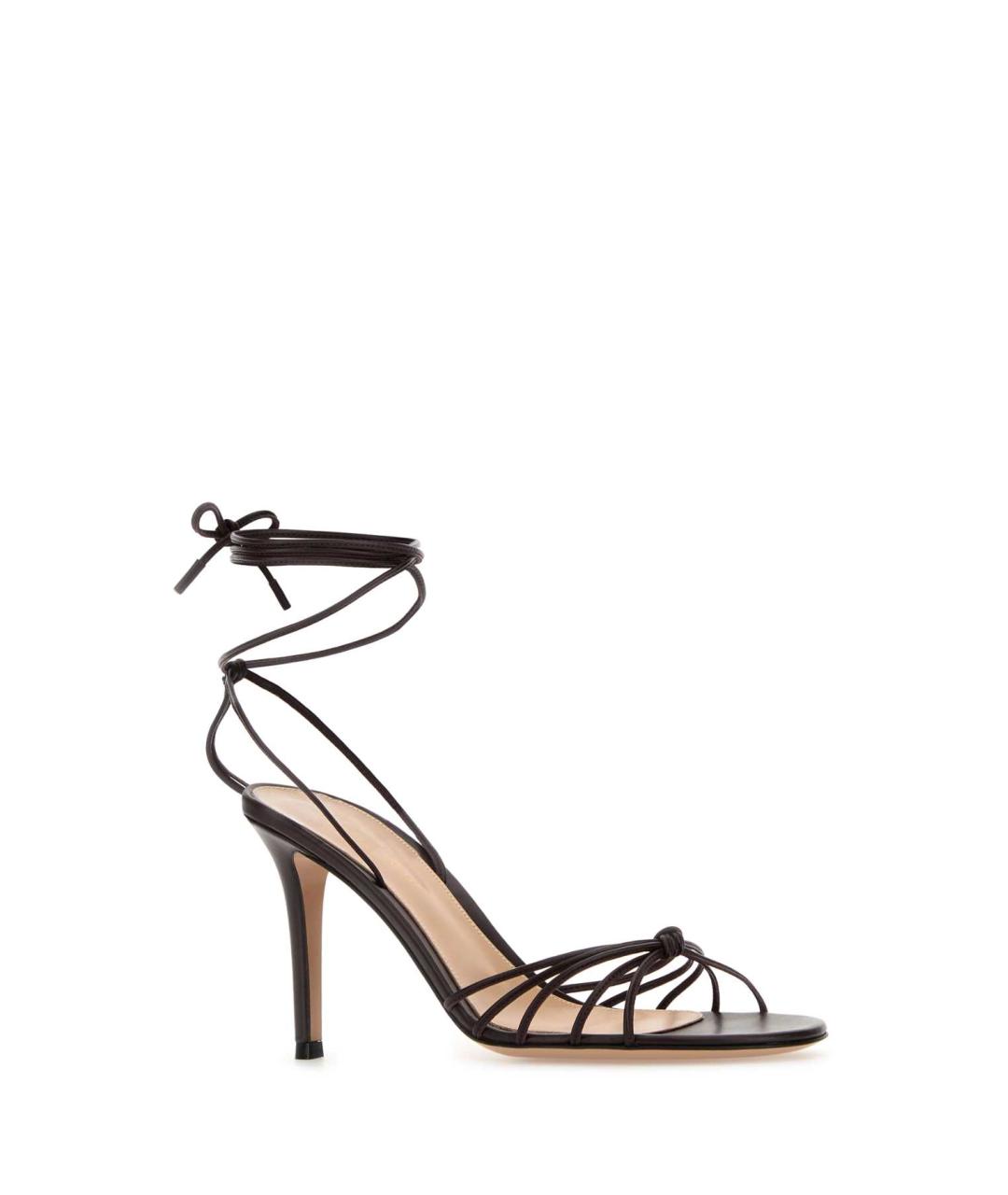 GIANVITO ROSSI Бордовые кожаные босоножки, фото 2