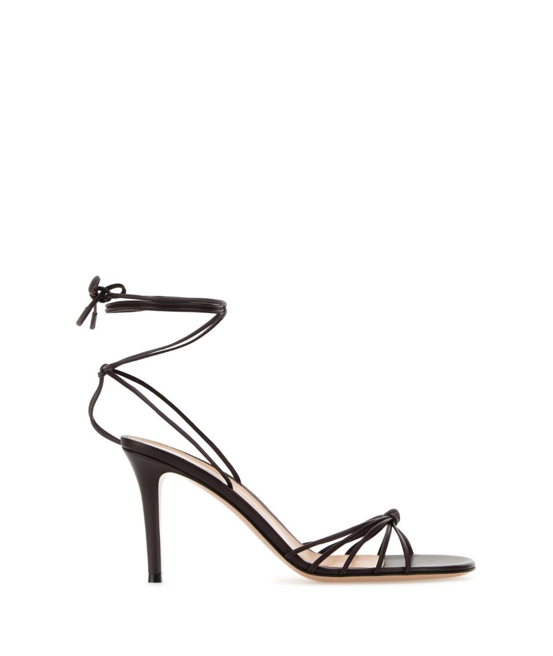 GIANVITO ROSSI Бордовые кожаные босоножки, фото 1