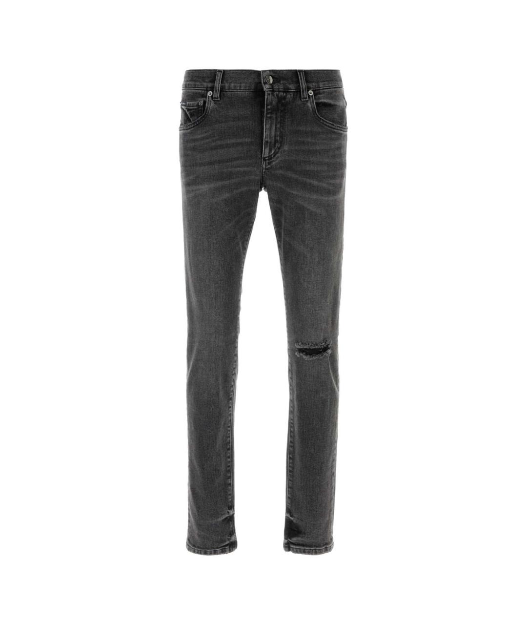 DOLCE&GABBANA Черные хлопковые прямые джинсы, фото 1