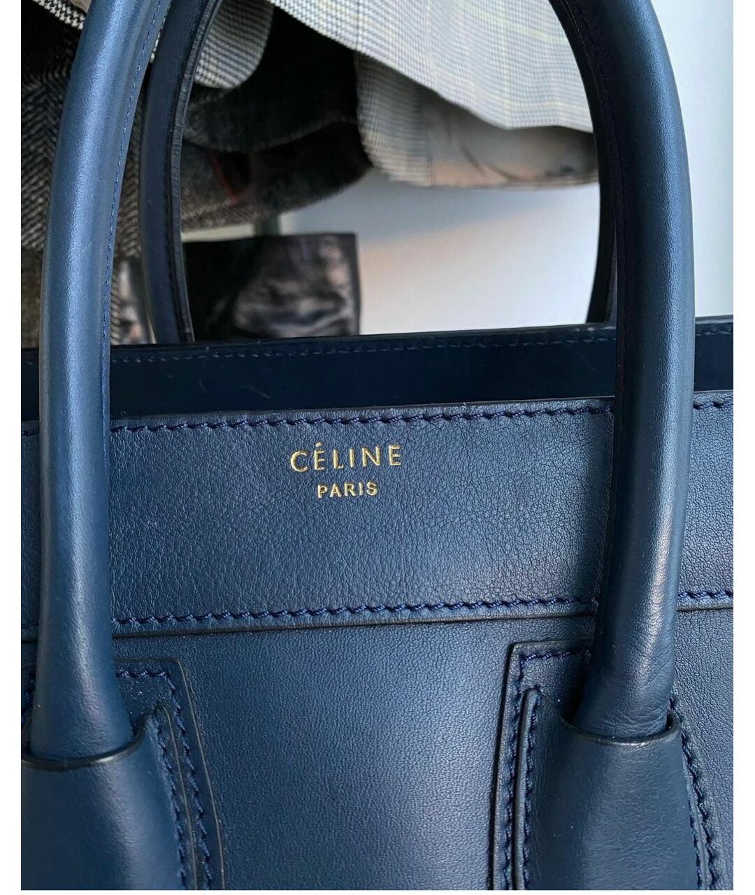 CELINE PRE-OWNED Синяя кожаная сумка тоут, фото 7