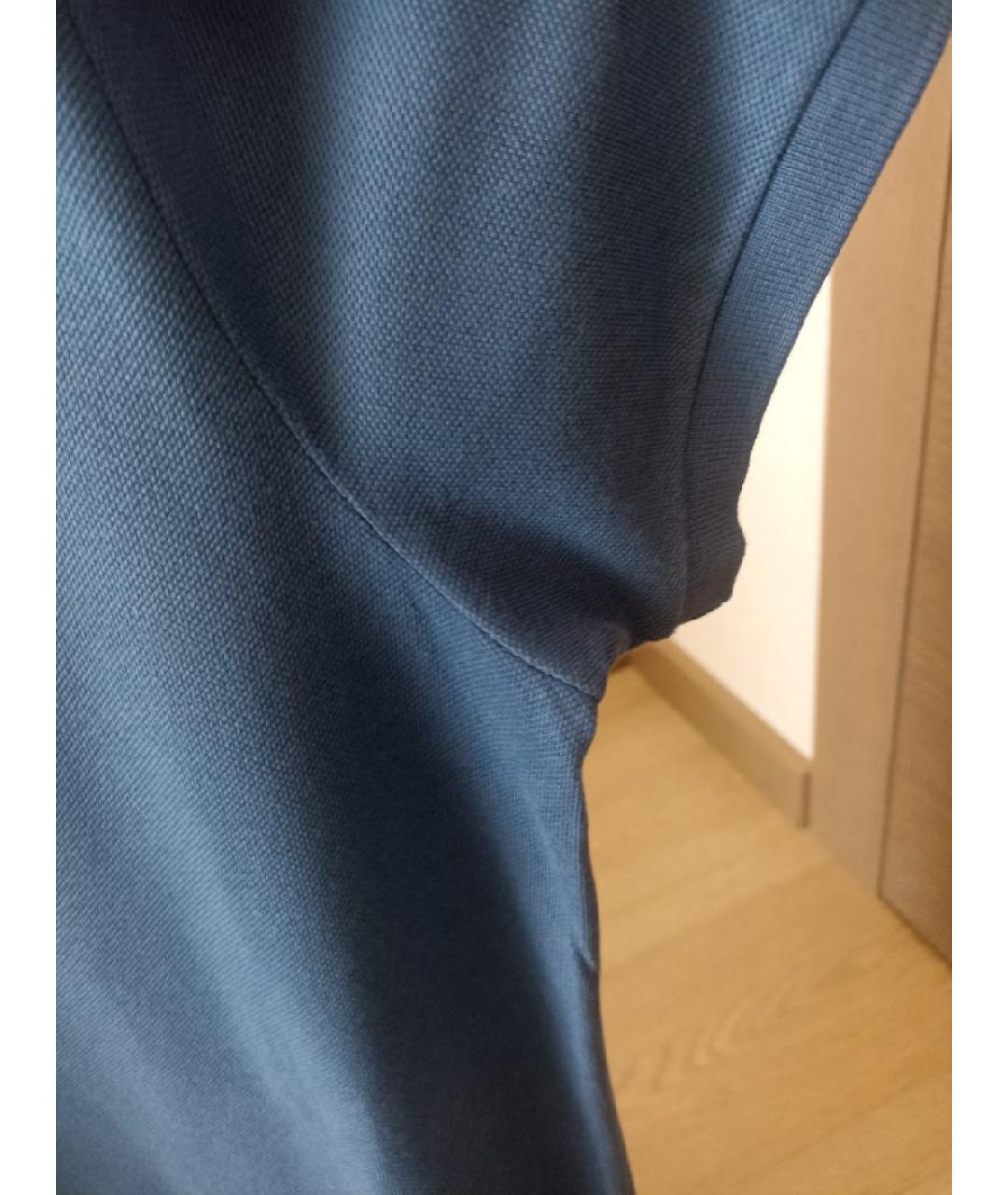 LORO PIANA Голубое хлопко-эластановое поло с коротким рукавом, фото 4