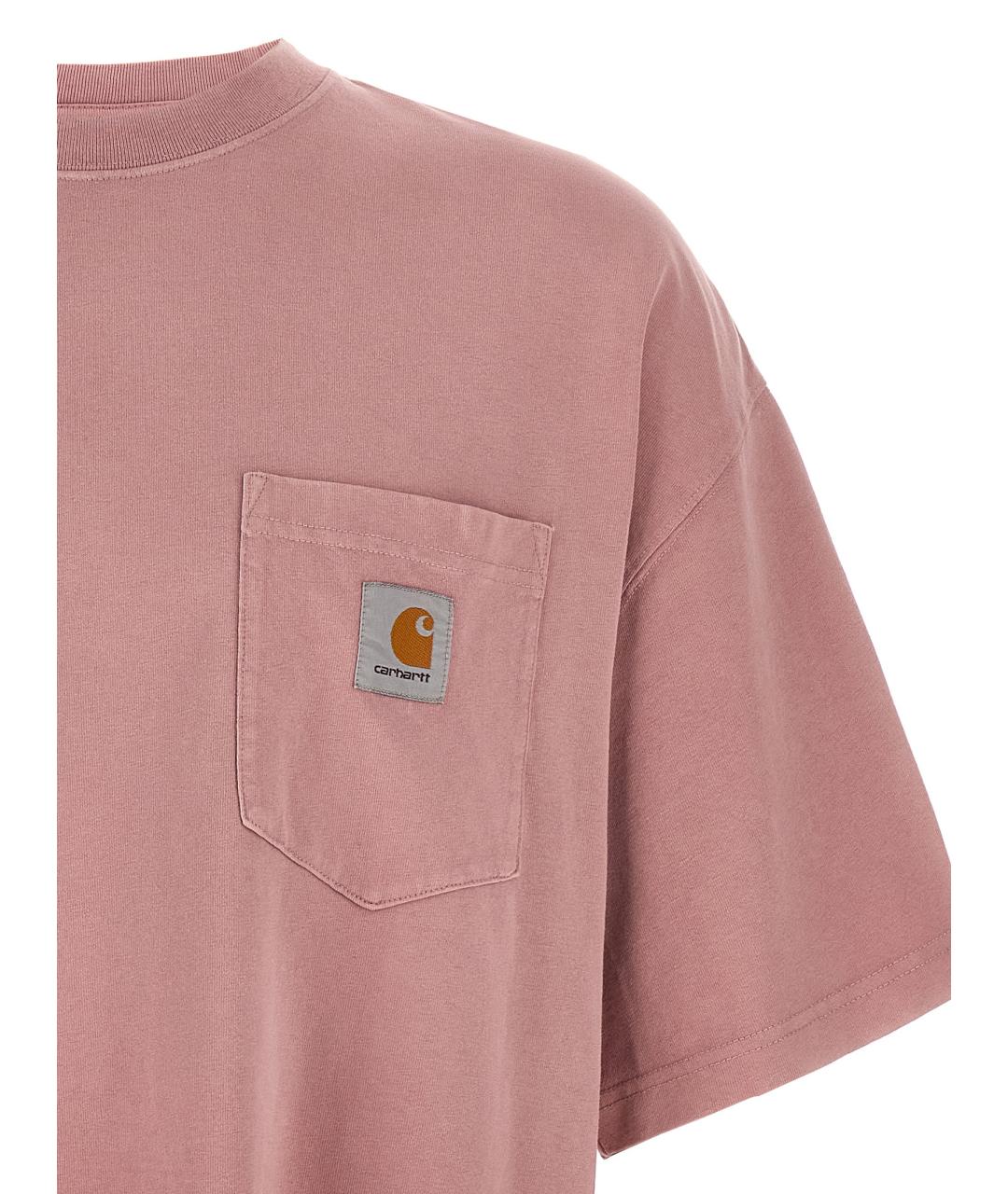 CARHARTT WIP Розовая хлопковая футболка, фото 3