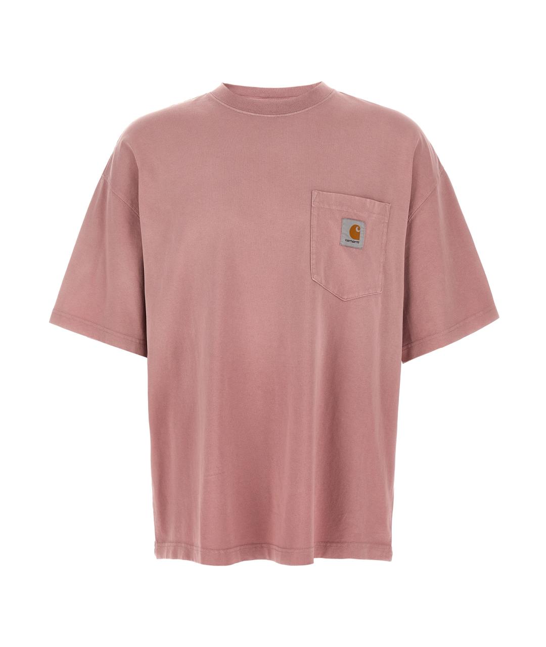 CARHARTT WIP Розовая хлопковая футболка, фото 1