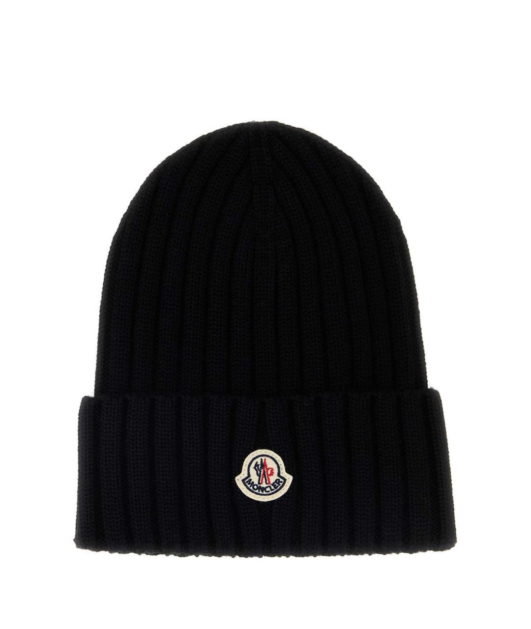 MONCLER Черная шерстяная шапка, фото 1