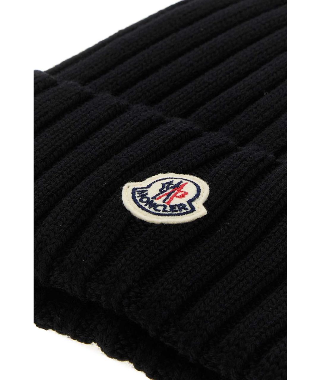 MONCLER Черная шерстяная шапка, фото 3