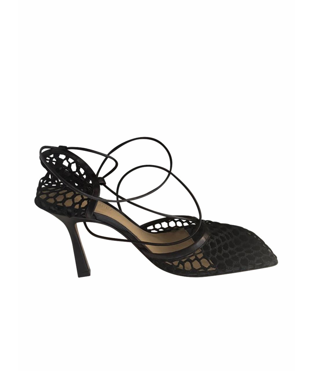 BOTTEGA VENETA Черные кожаные босоножки, фото 1