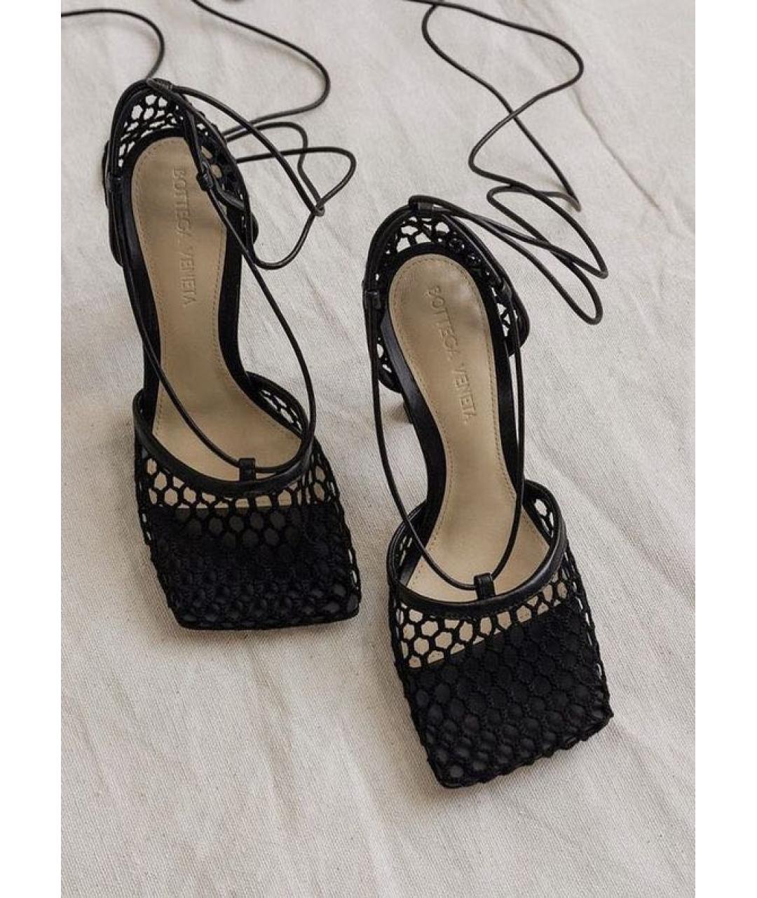 BOTTEGA VENETA Черные кожаные босоножки, фото 6