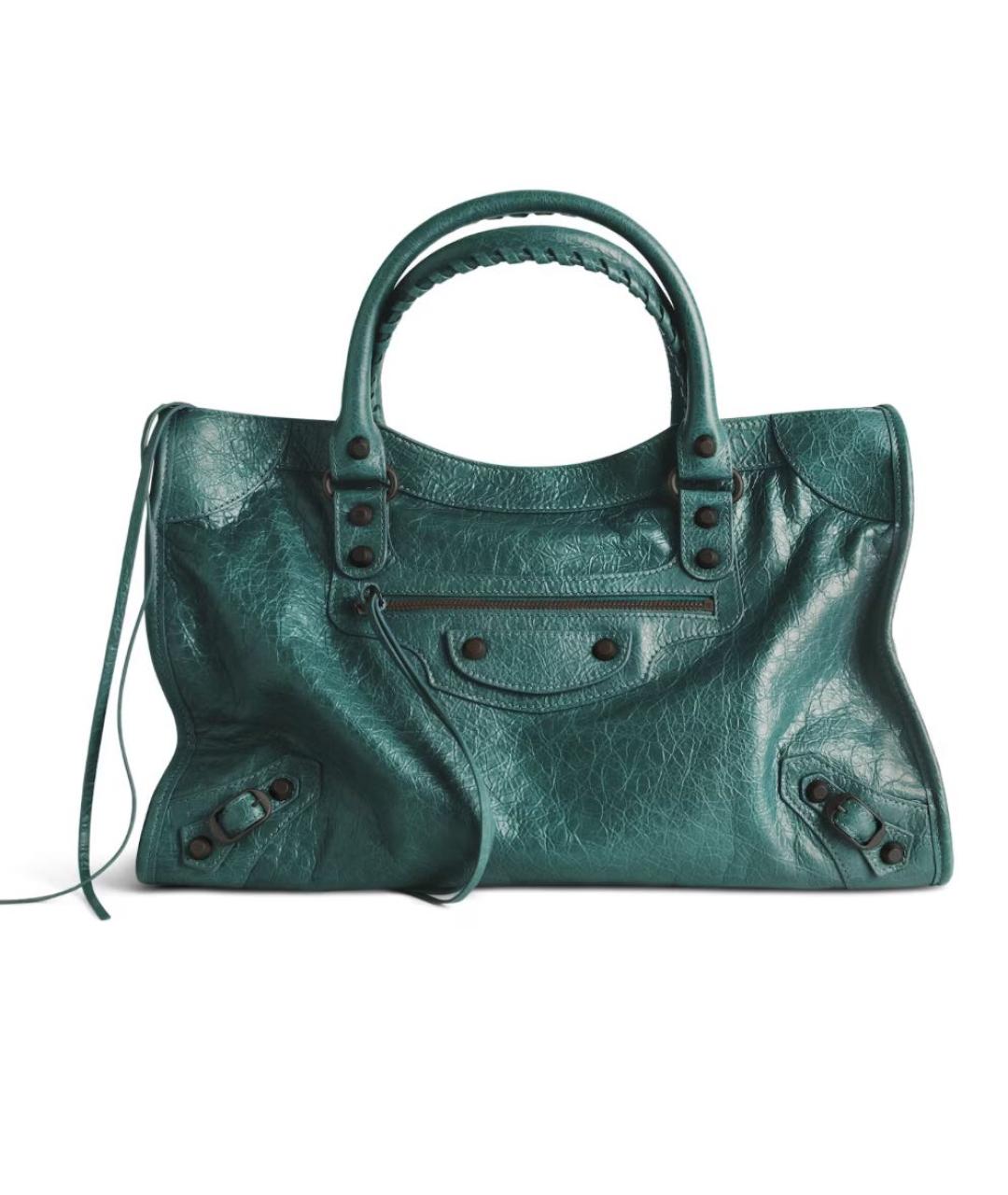 BALENCIAGA Бирюзовая кожаная сумка тоут, фото 1