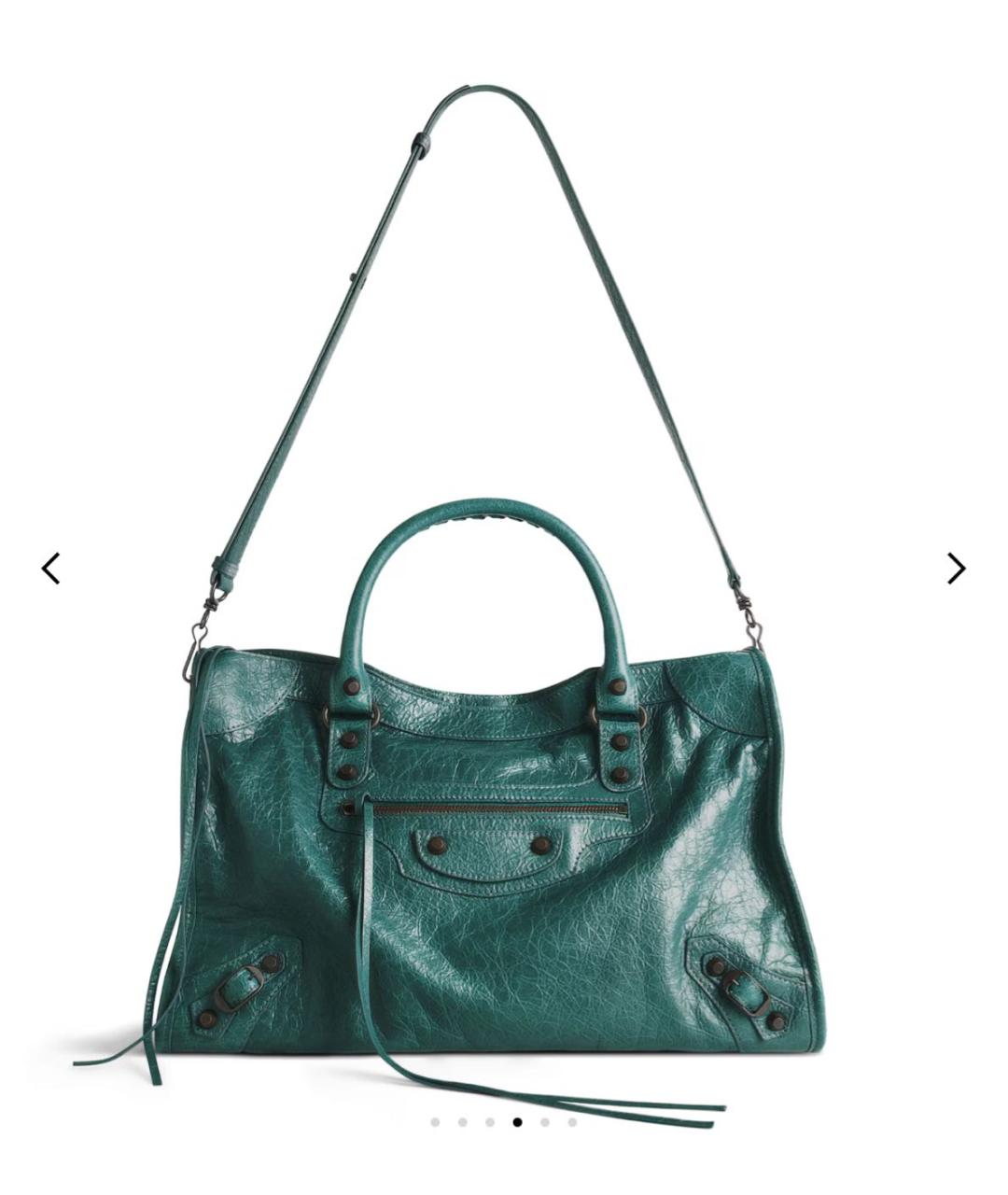 BALENCIAGA Бирюзовая кожаная сумка тоут, фото 4