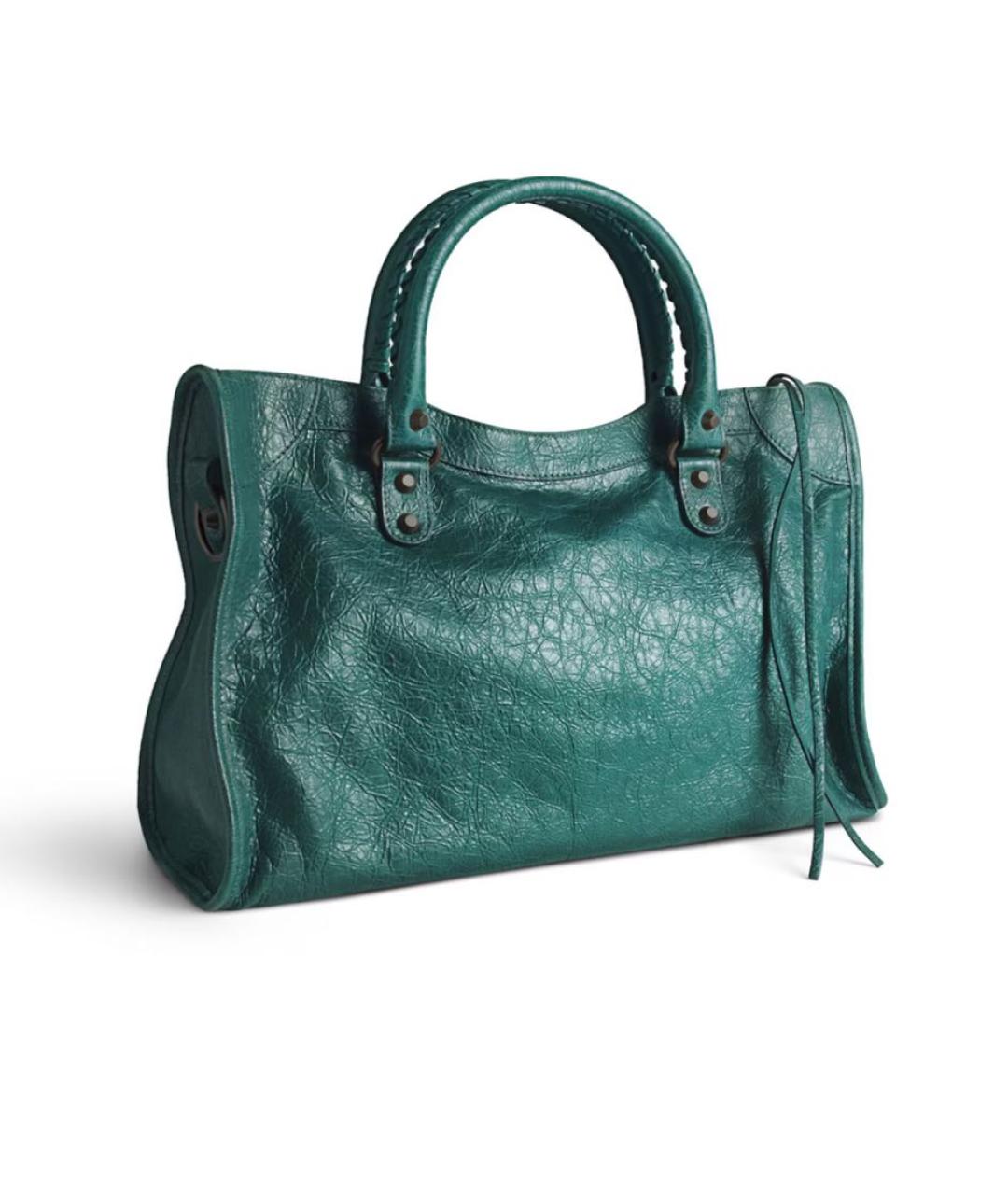 BALENCIAGA Бирюзовая кожаная сумка тоут, фото 2