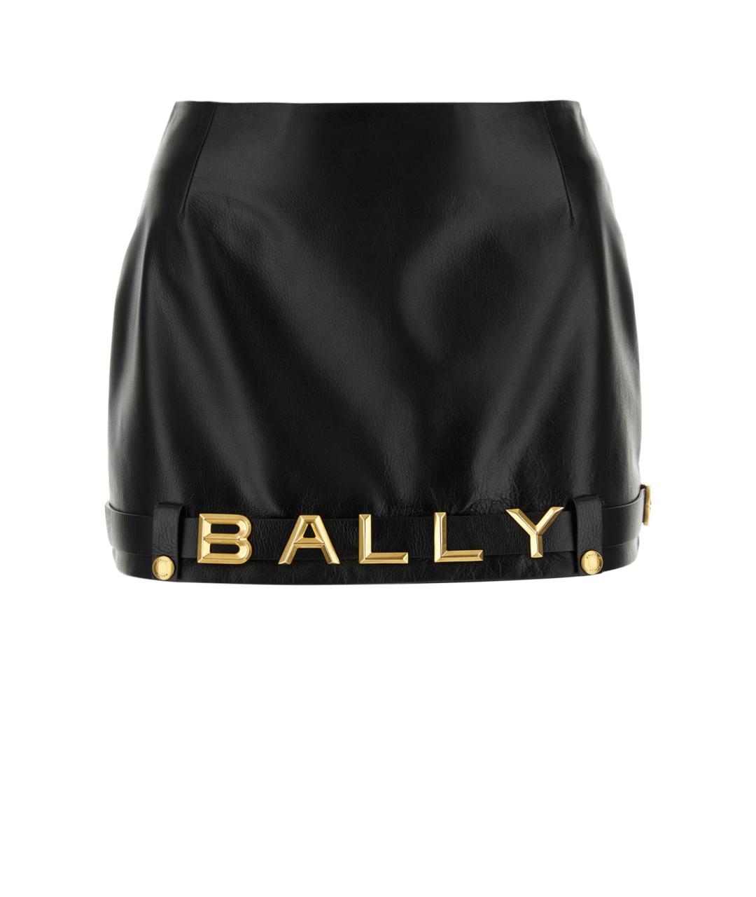 BALLY Черная кожаная юбка мини, фото 1