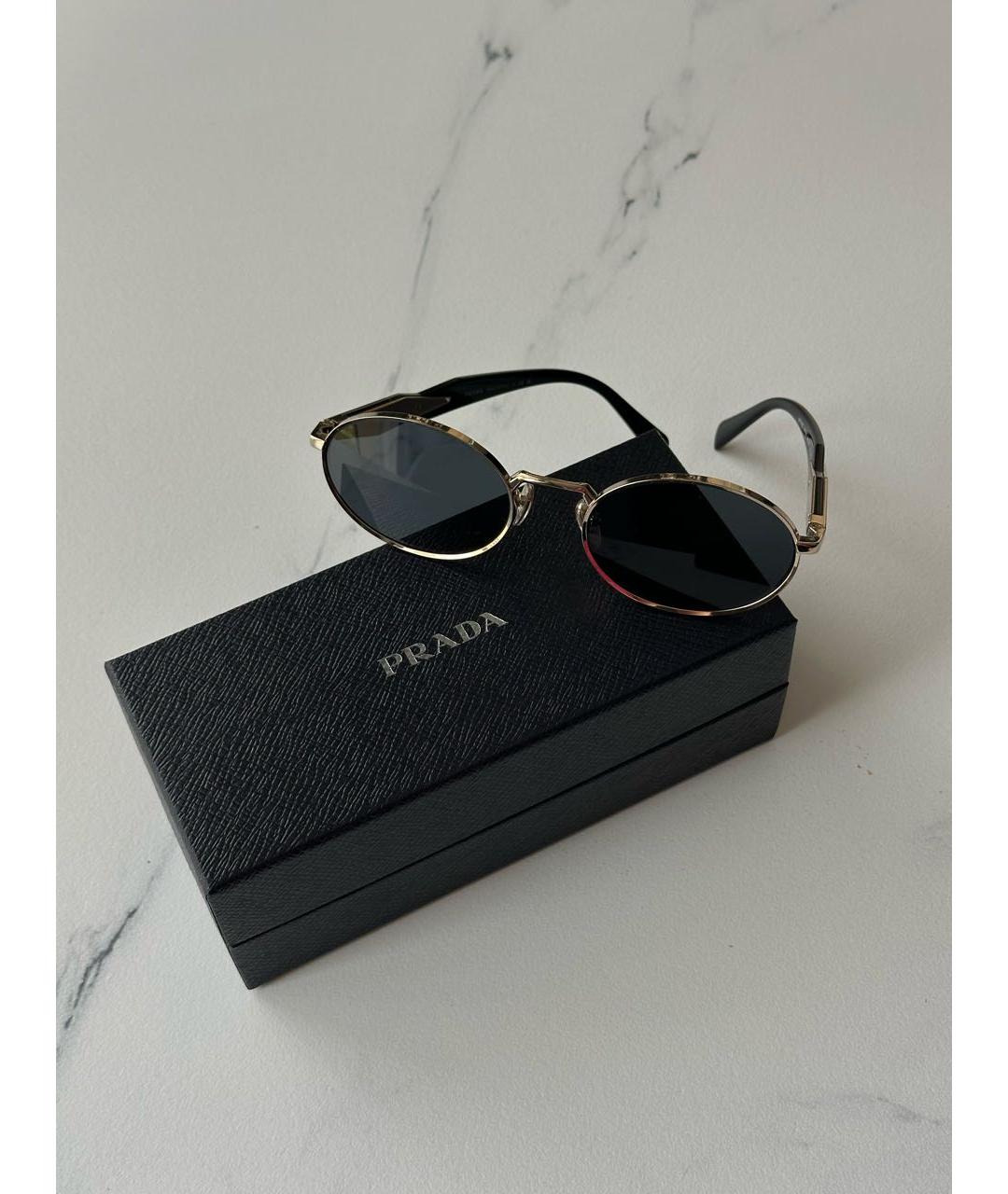 PRADA Золотые металлические солнцезащитные очки, фото 7