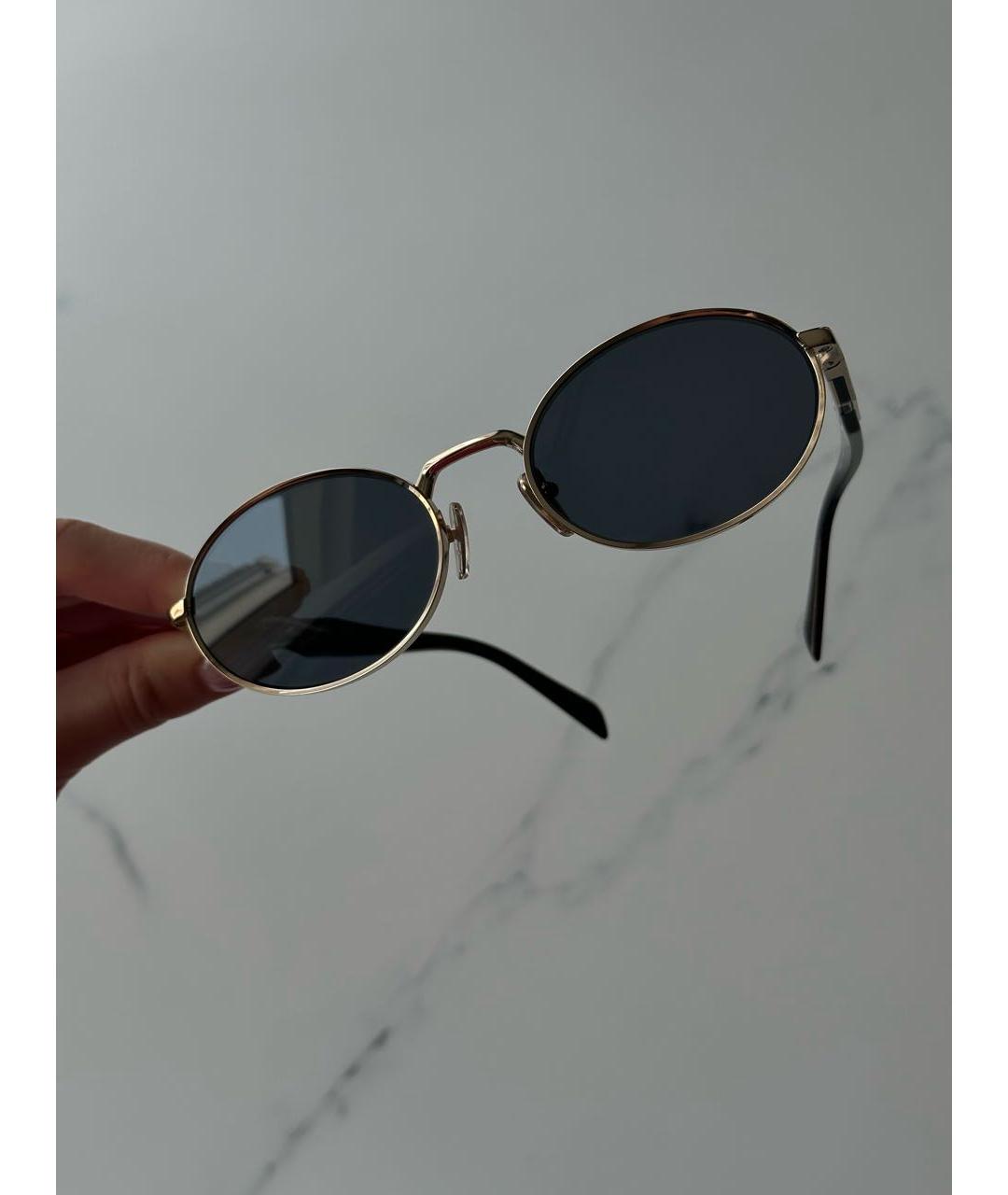 PRADA Золотые металлические солнцезащитные очки, фото 3