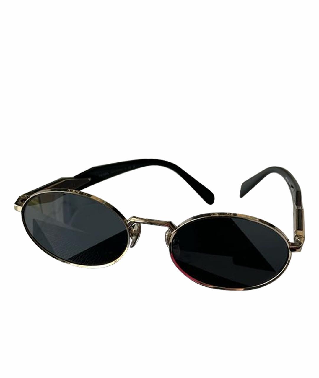 PRADA Золотые металлические солнцезащитные очки, фото 1