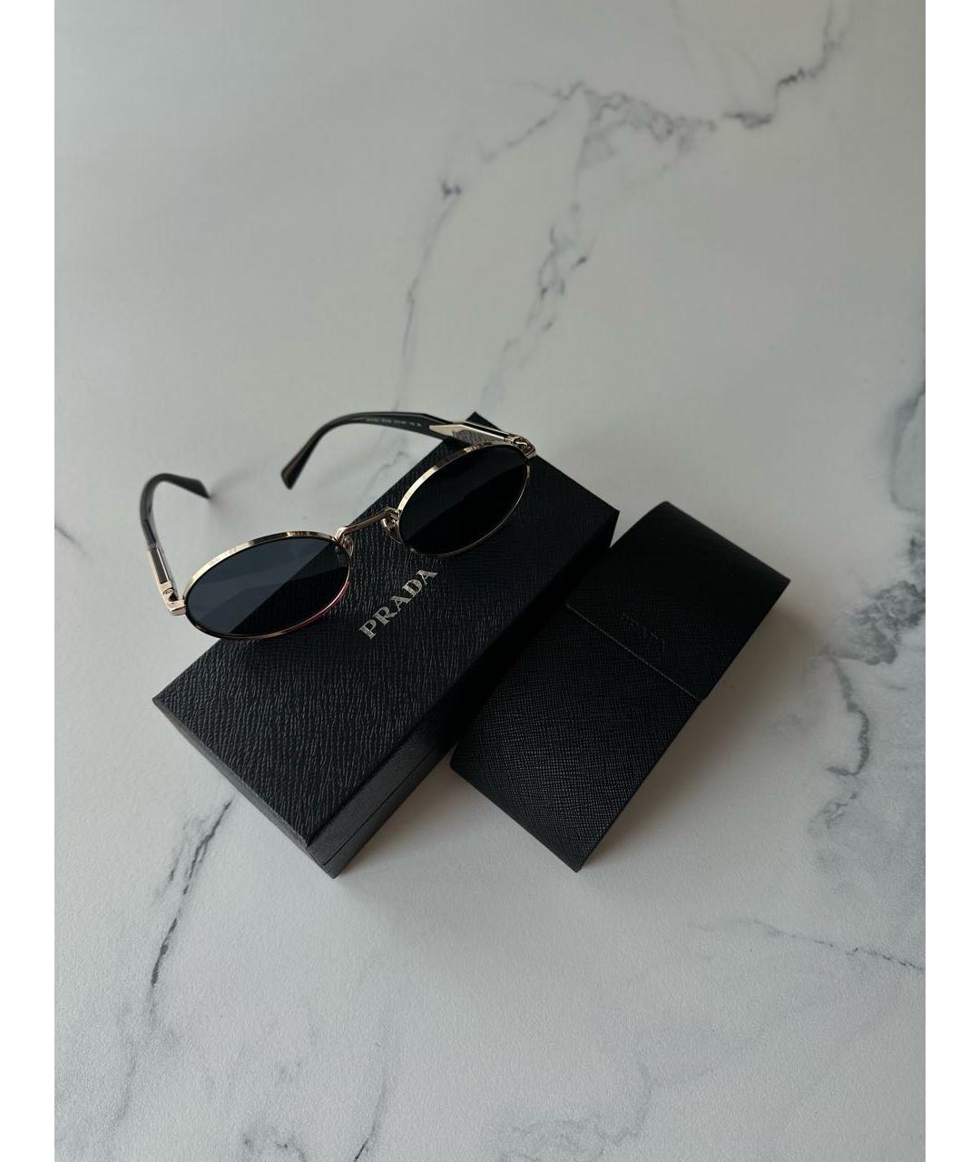 PRADA Золотые металлические солнцезащитные очки, фото 4