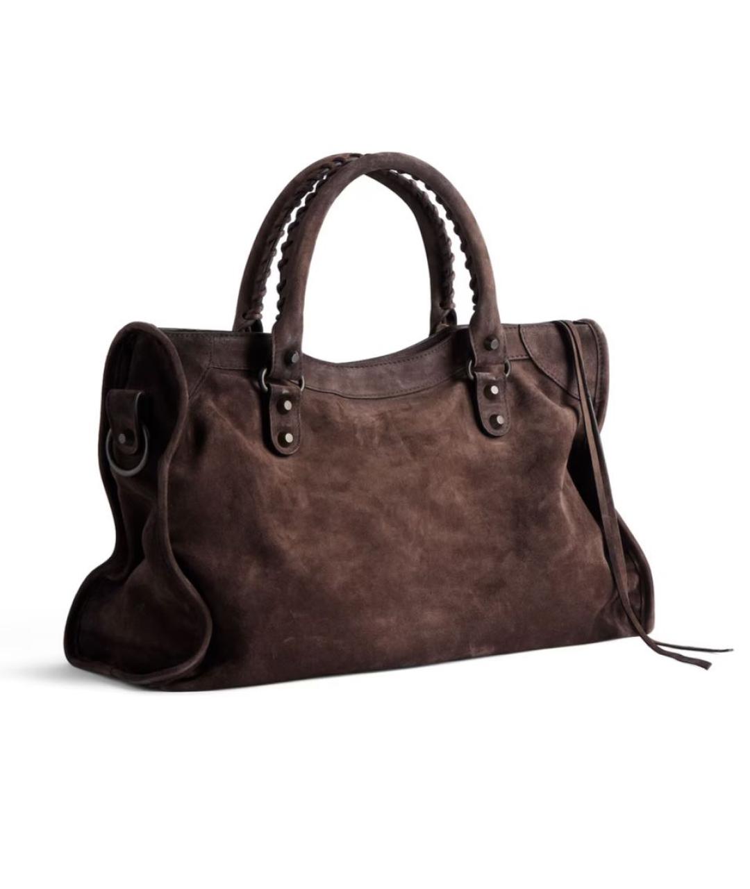 BALENCIAGA Коричневая замшевая сумка тоут, фото 4