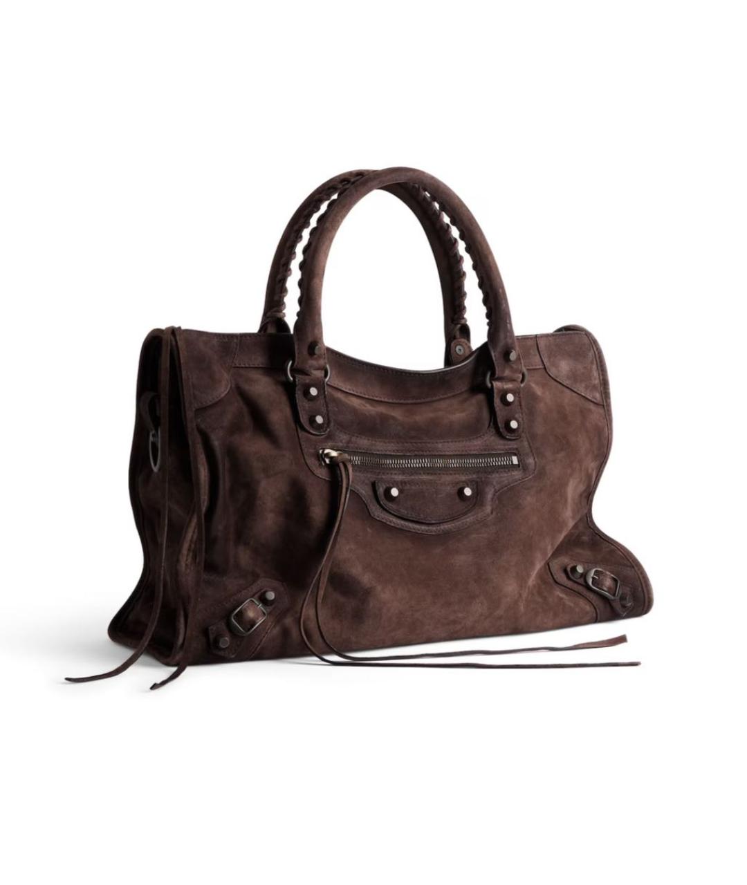 BALENCIAGA Коричневая замшевая сумка тоут, фото 2