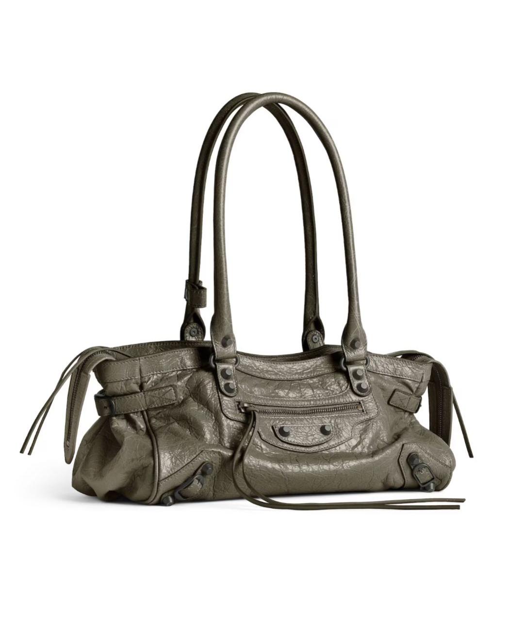 BALENCIAGA Зеленая кожаная сумка тоут, фото 2