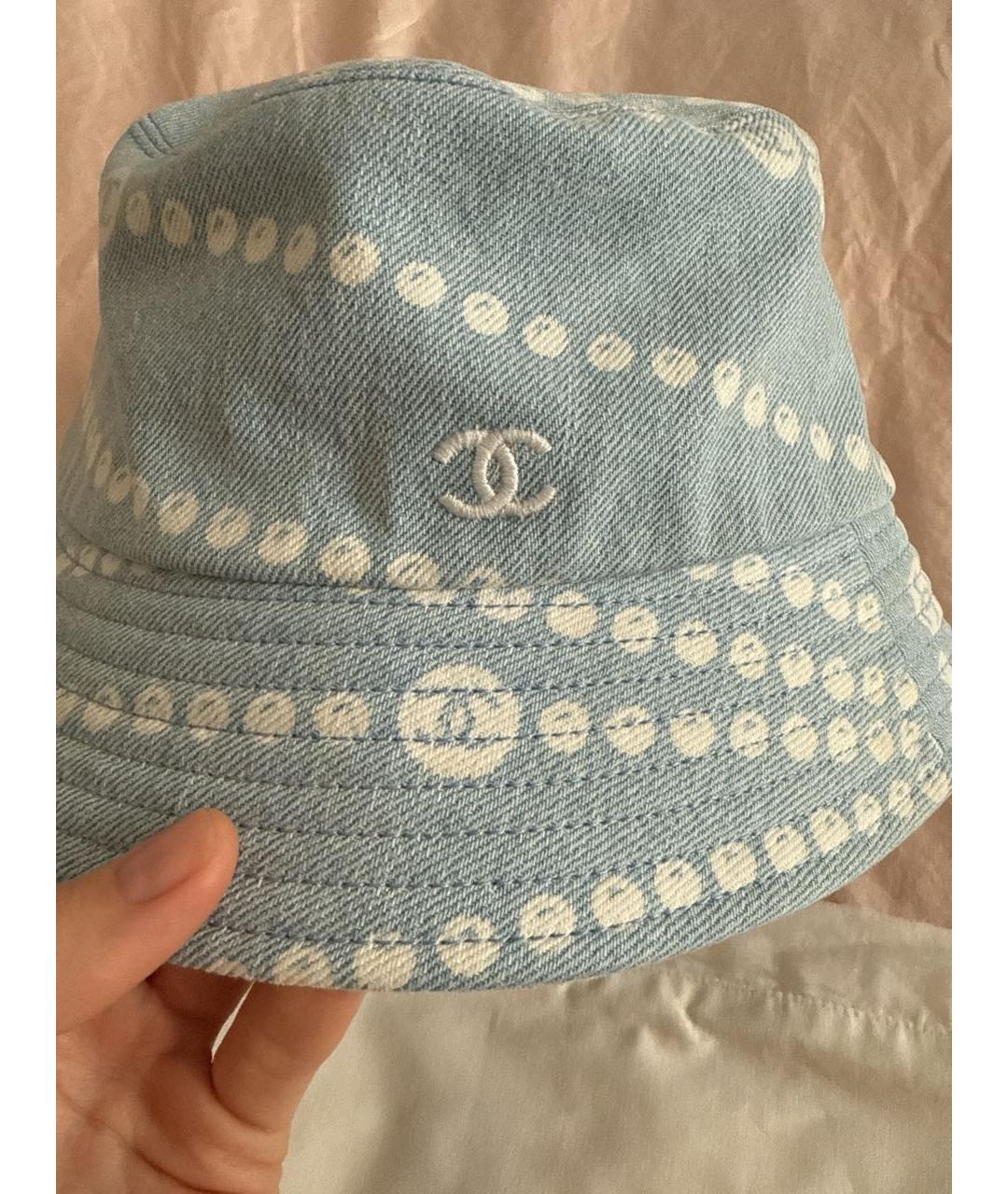 CHANEL Голубая хлопковая панама, фото 3