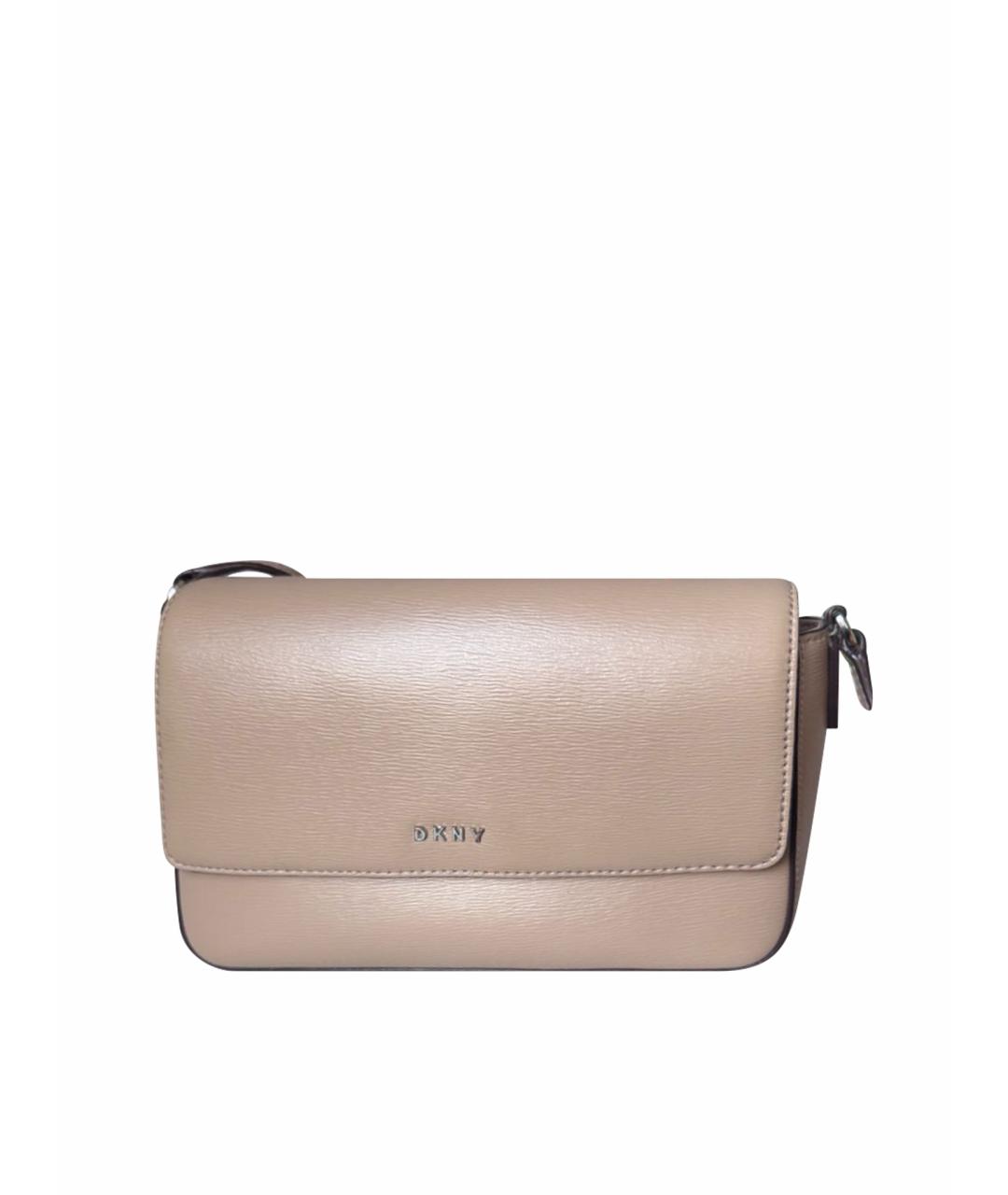 DKNY Бежевая кожаная сумка через плечо, фото 1