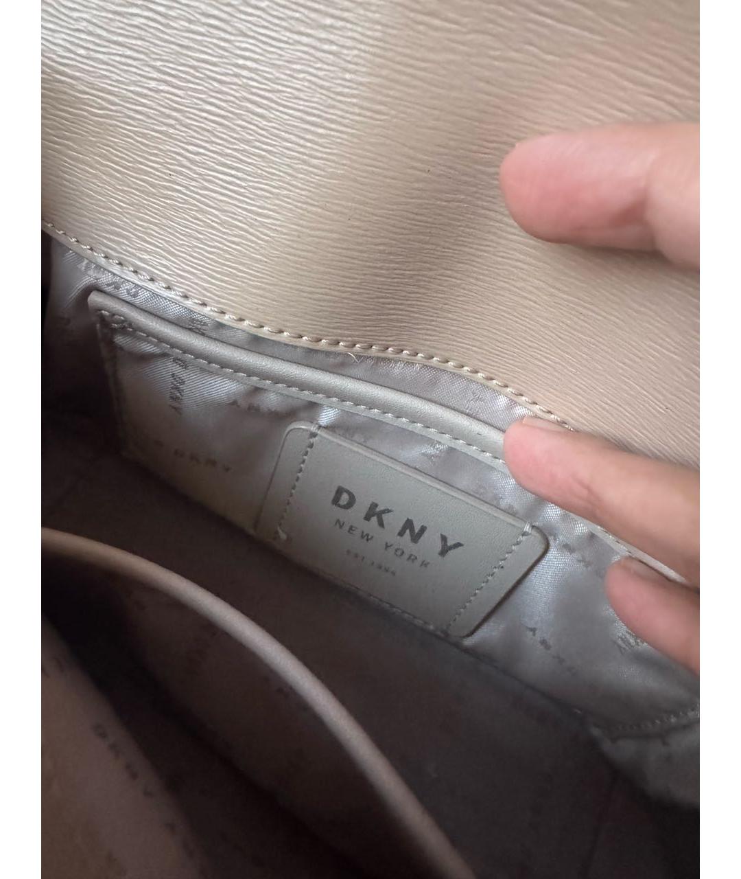 DKNY Бежевая кожаная сумка через плечо, фото 4