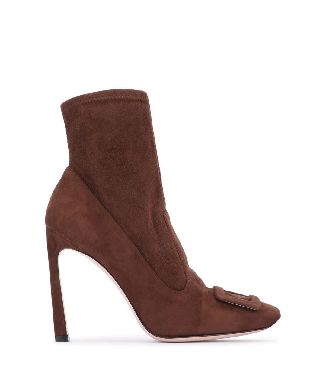 ROGER VIVIER Коричневые замшевые ботильоны, фото 1