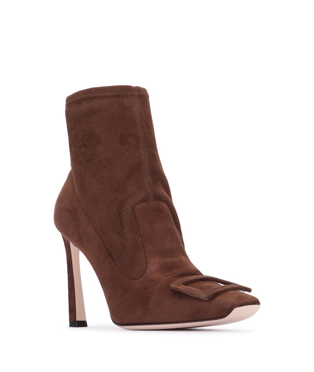 ROGER VIVIER Коричневые замшевые ботильоны, фото 2