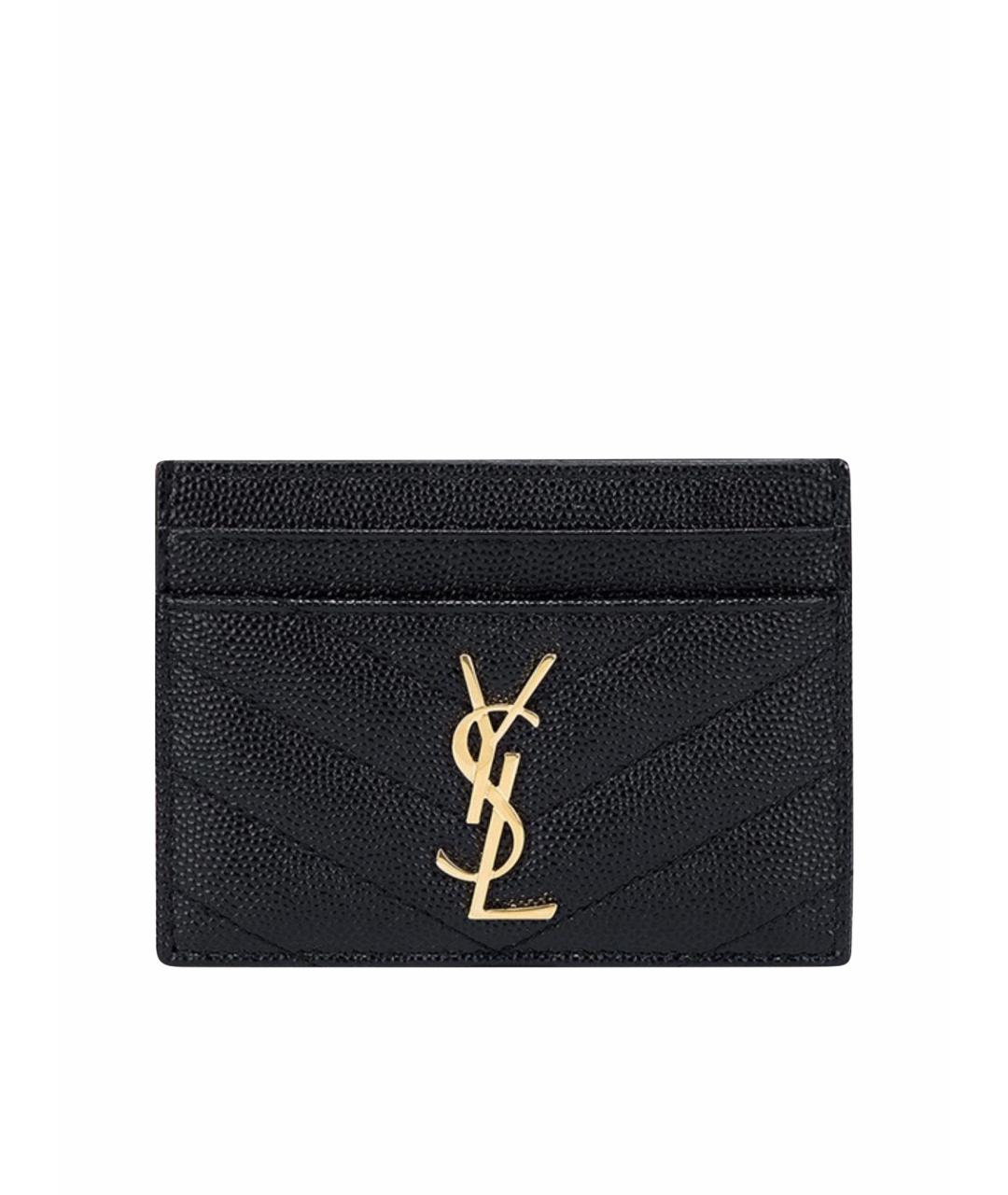SAINT LAURENT Черный кожаный кардхолдер, фото 9