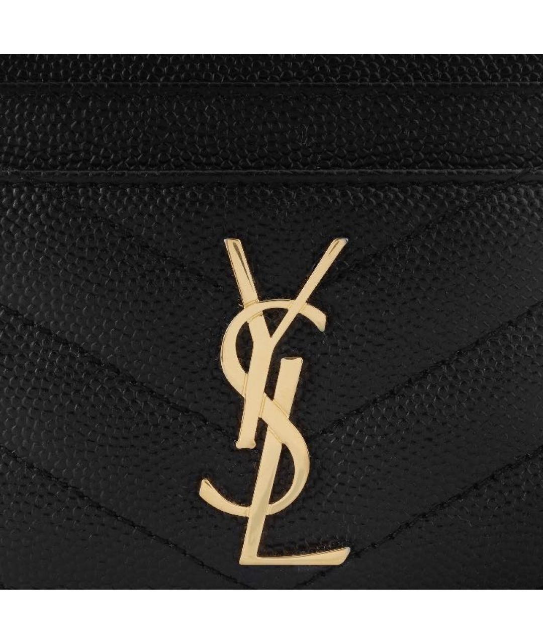 SAINT LAURENT Черный кожаный кардхолдер, фото 5