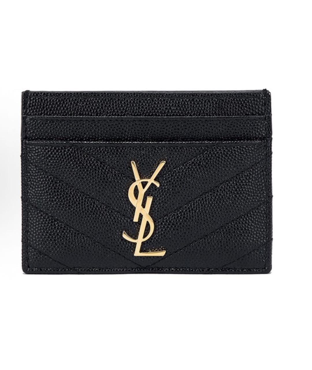 SAINT LAURENT Черный кожаный кардхолдер, фото 8