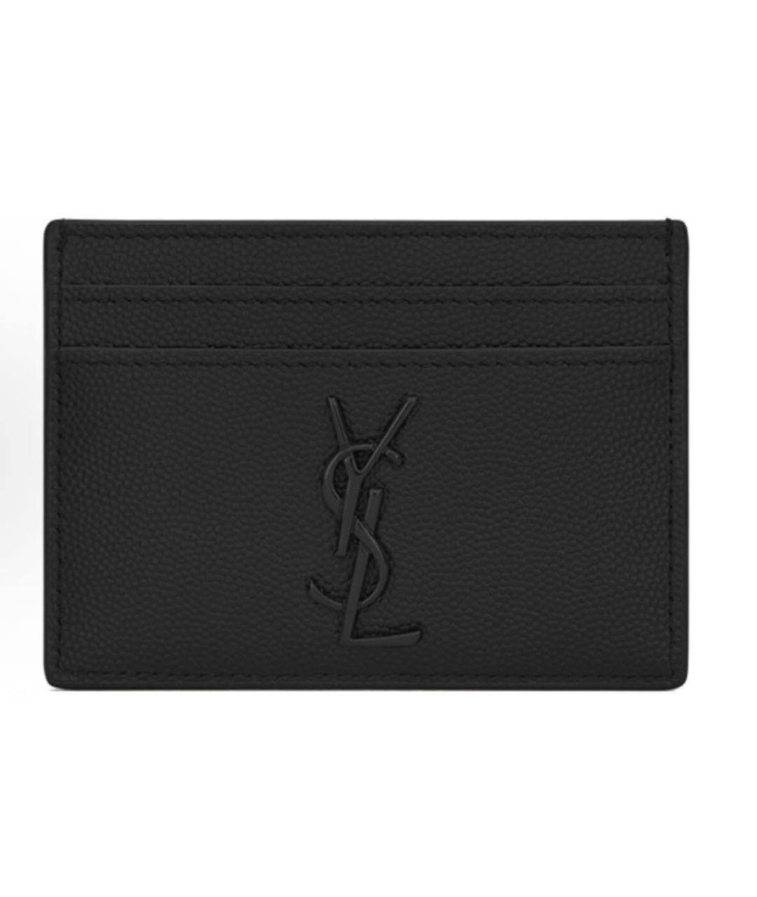 SAINT LAURENT Черный кожаный кардхолдер, фото 5