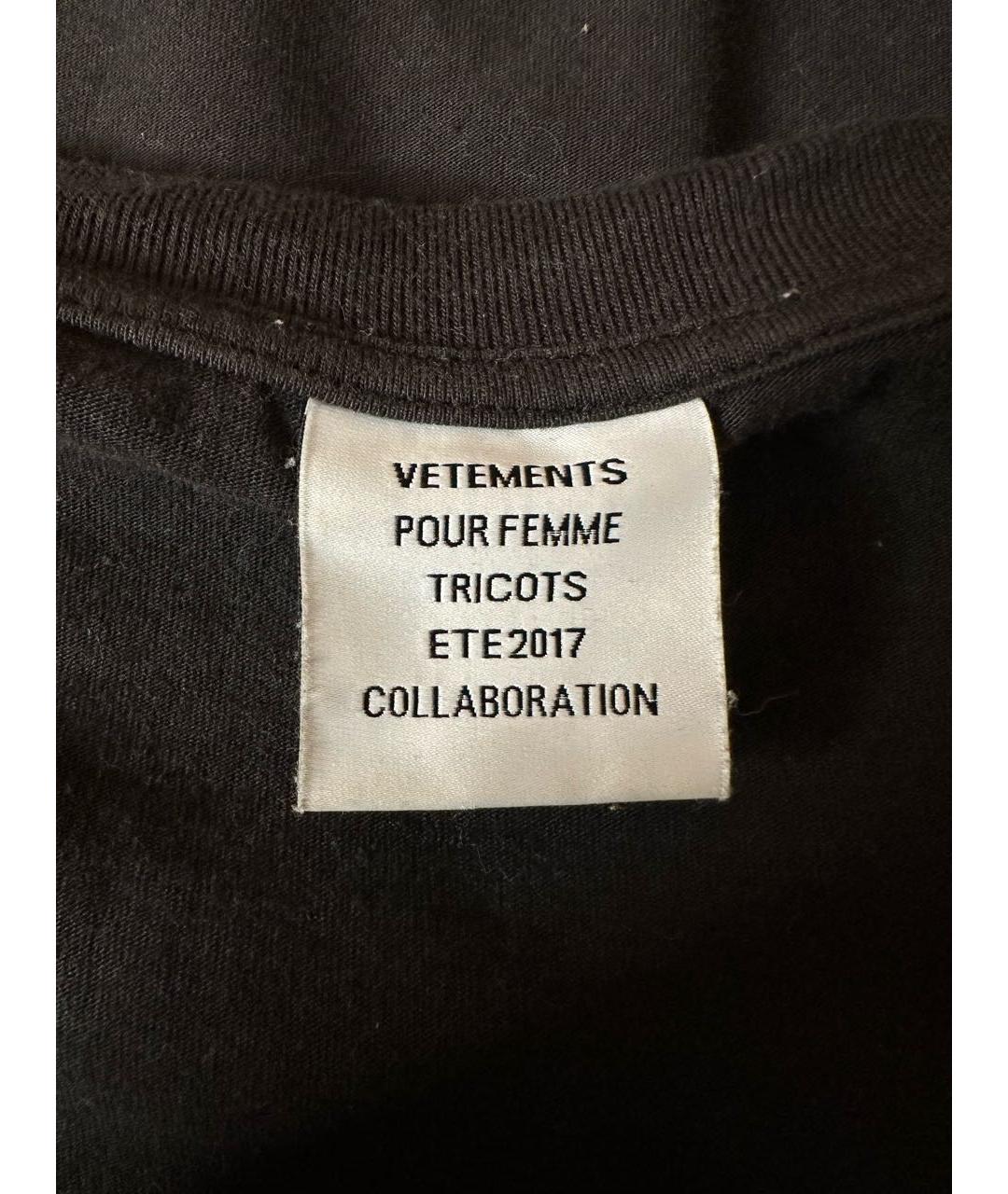 VETEMENTS Черная хлопковая футболка, фото 4