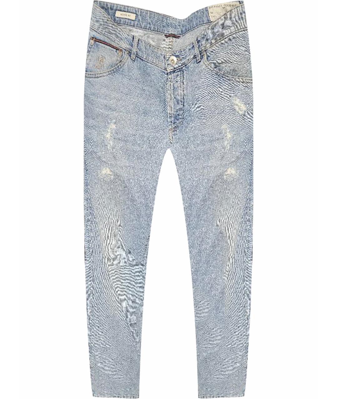 BRUNELLO CUCINELLI Голубые хлопковые джинсы скинни, фото 1