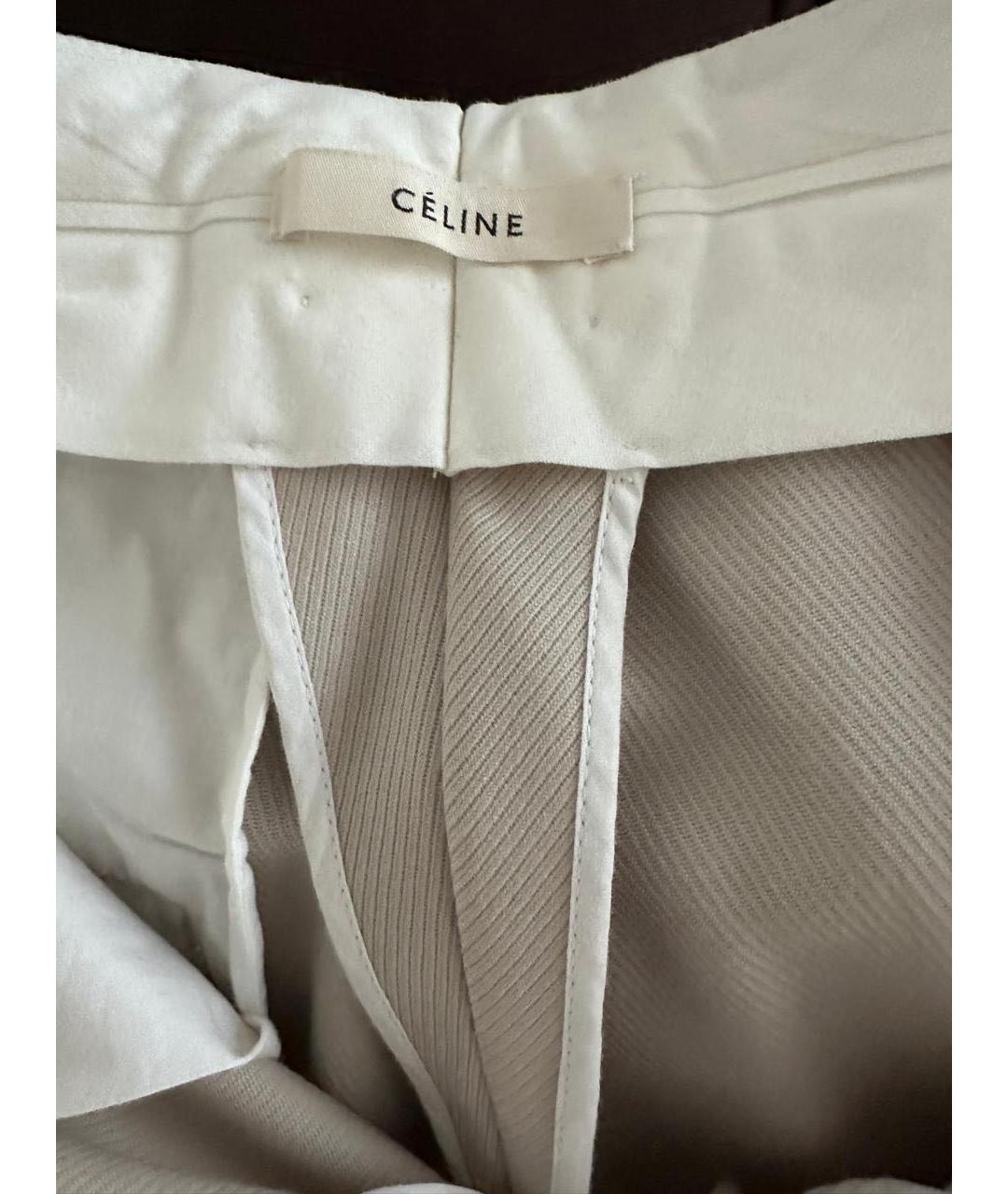 CELINE Бежевые шерстяные брюки широкие, фото 3