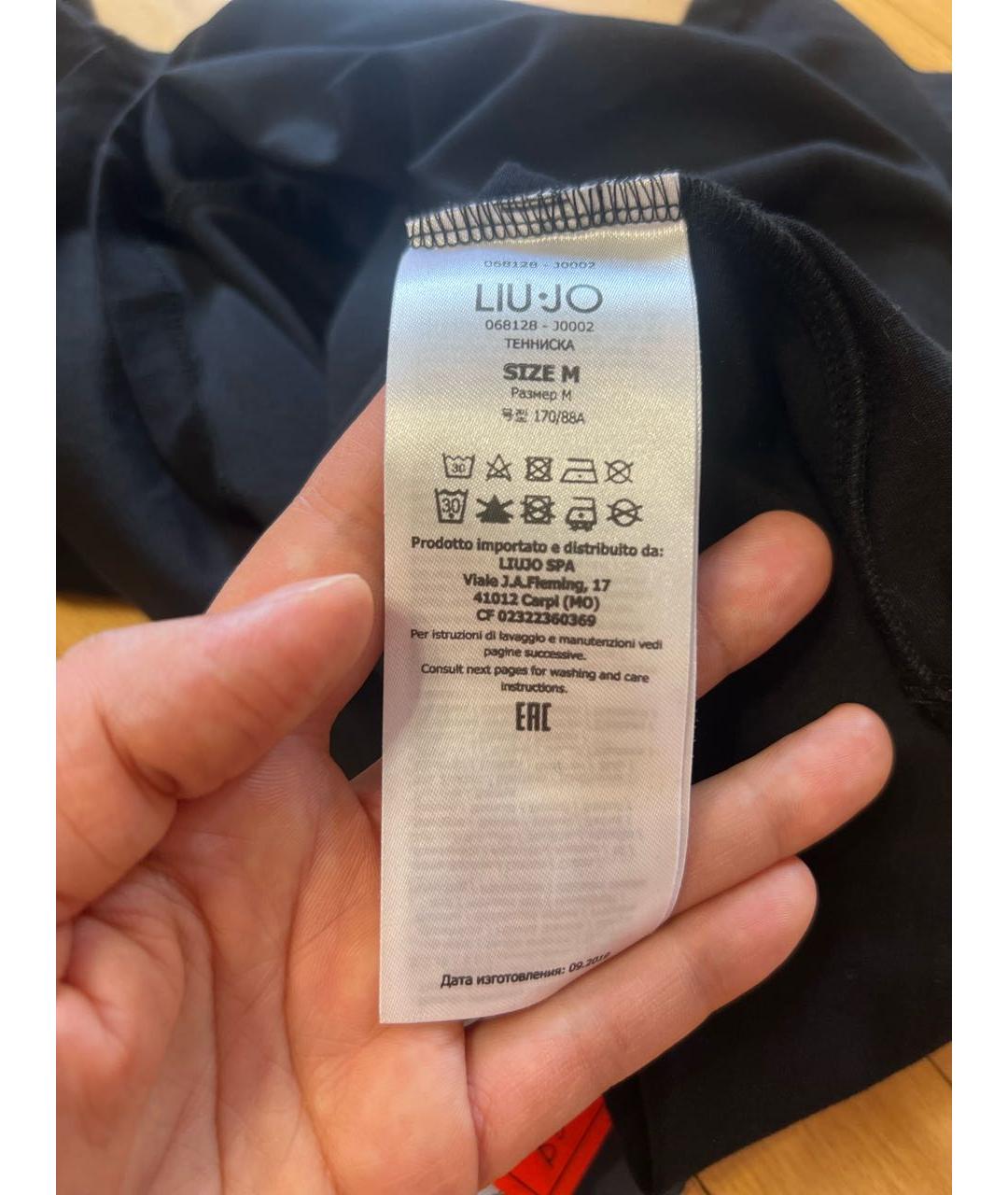 LIU JO Черная хлопковая футболка, фото 7