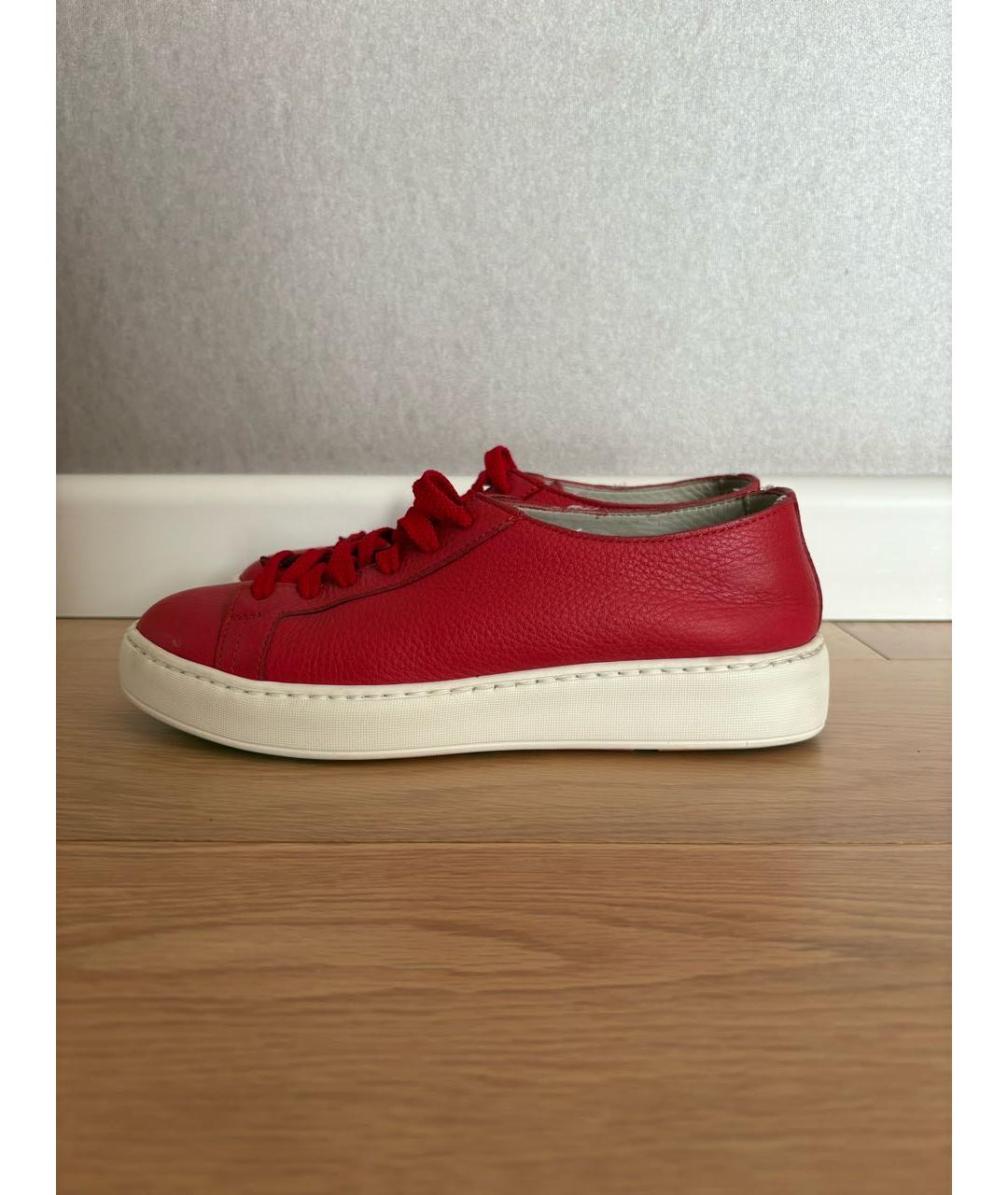 SANTONI Красные кожаные кеды, фото 6