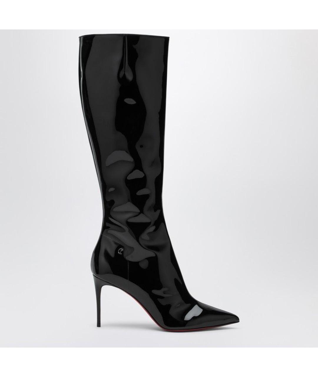 CHRISTIAN LOUBOUTIN Черные сапоги из лакированной кожи, фото 1