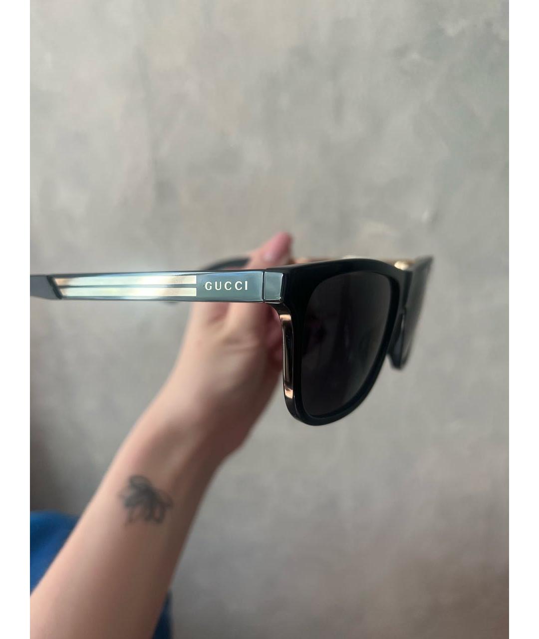 GUCCI Черные металлические солнцезащитные очки, фото 4