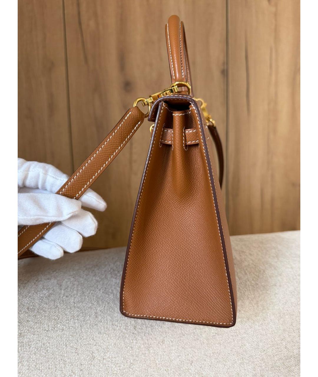 HERMES Коричневая кожаная сумка через плечо, фото 3