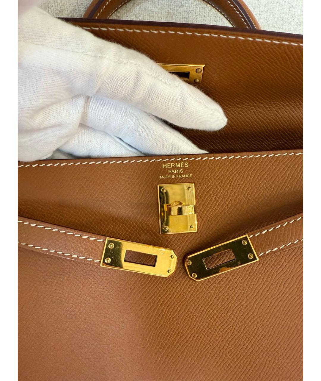 HERMES Коричневая кожаная сумка через плечо, фото 7