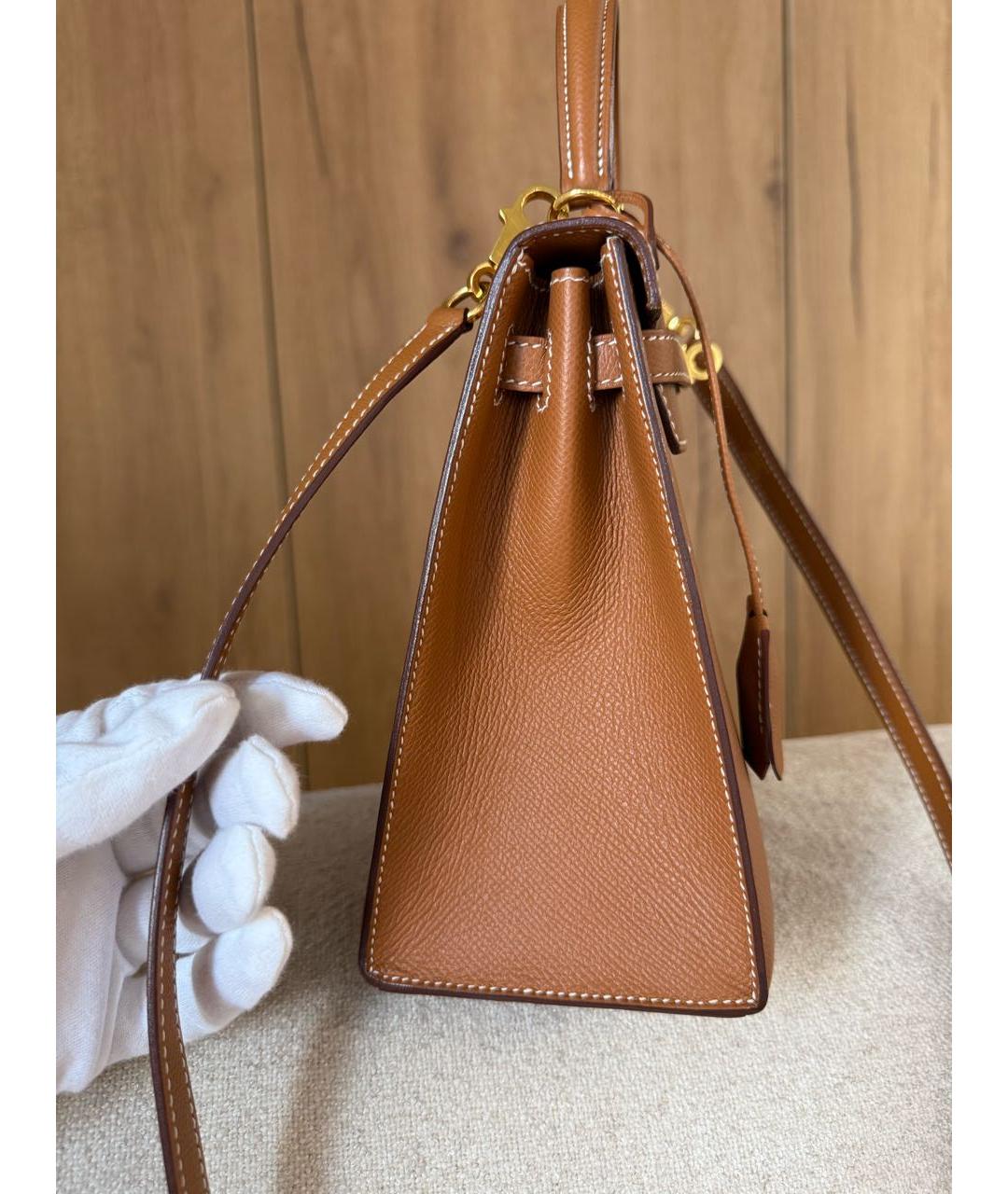 HERMES Коричневая кожаная сумка через плечо, фото 4