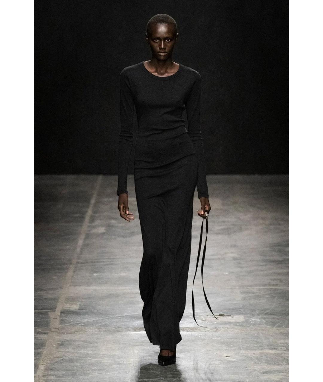 ANN DEMEULEMEESTER Черное хлопковое повседневное платье, фото 4