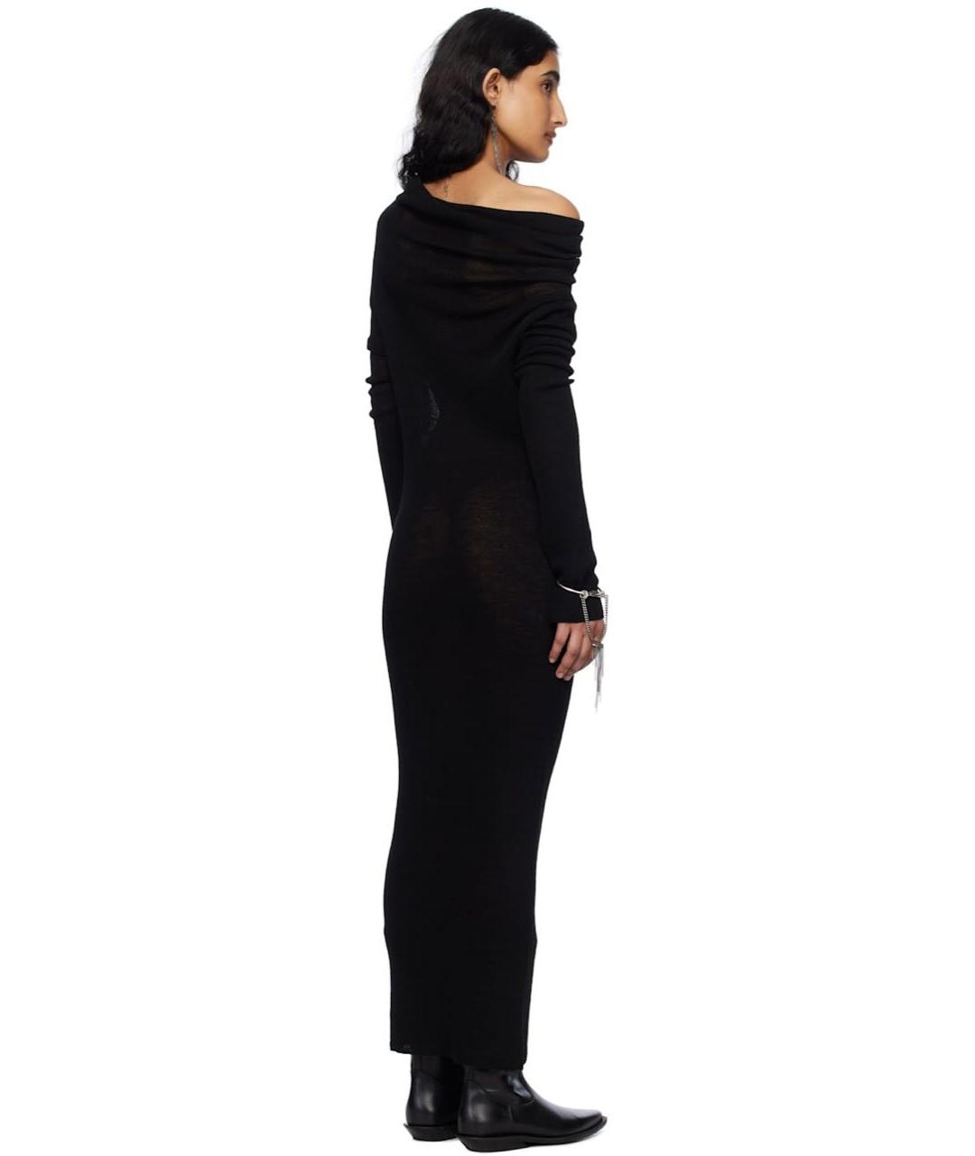 ANN DEMEULEMEESTER Черное шерстяное повседневное платье, фото 3
