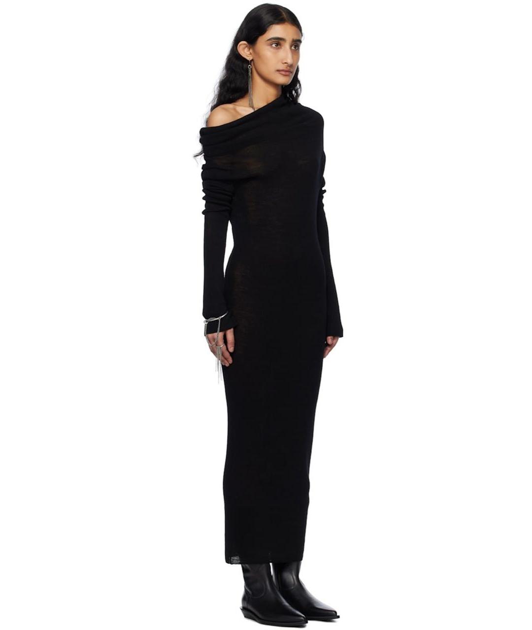 ANN DEMEULEMEESTER Черное шерстяное повседневное платье, фото 2